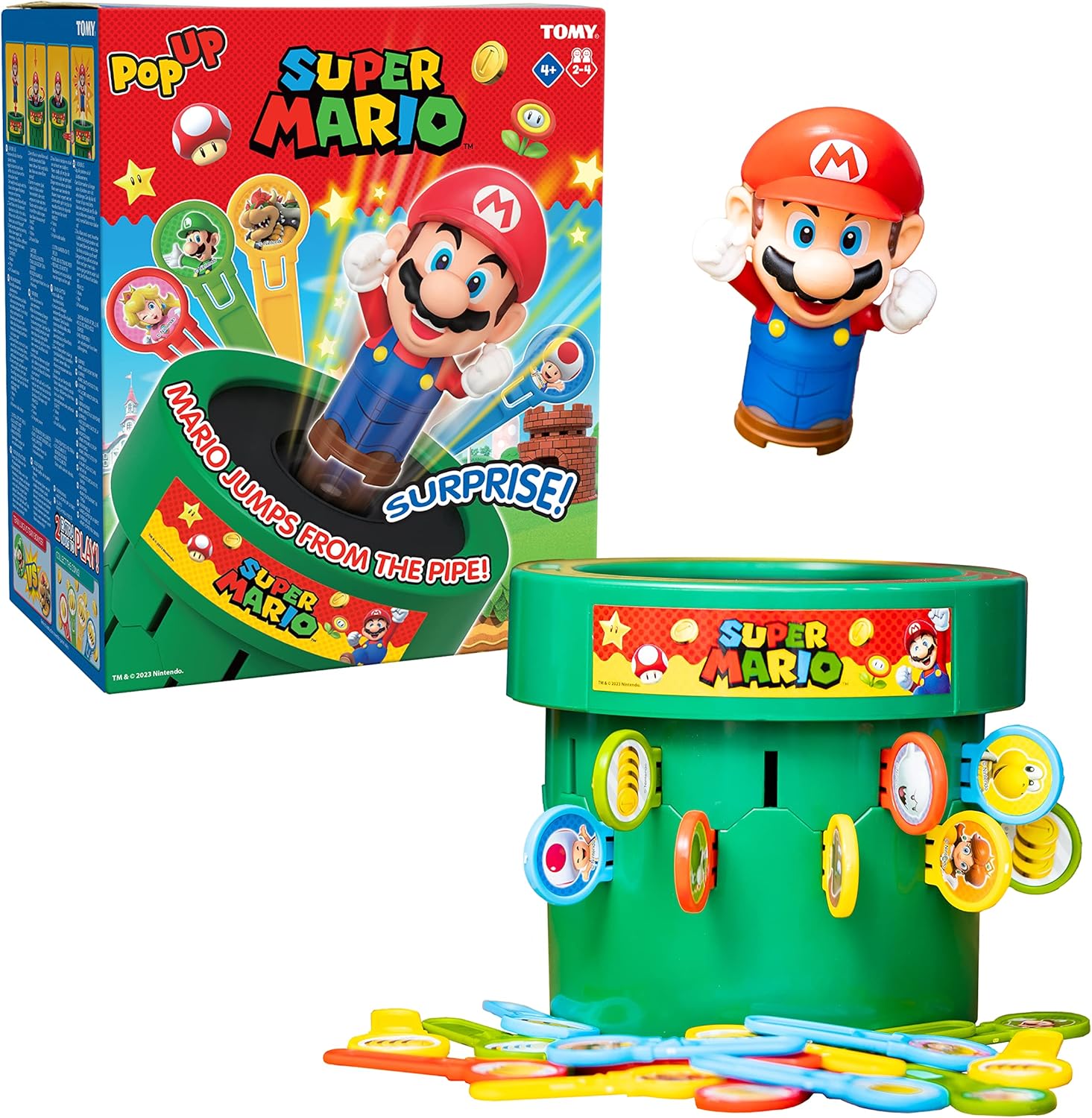 TOMY Pop Up Super Mario Family Board Game for Kids, 2-4 Players