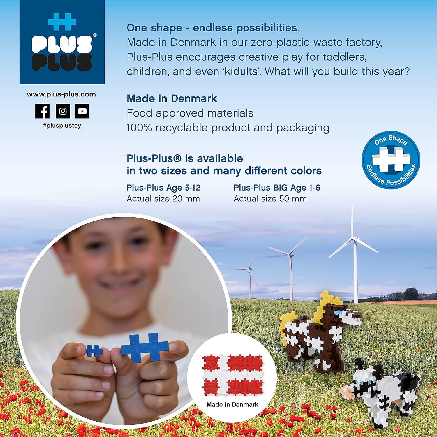 Plus-Plus 12 x 12 cm Base Plate Duo Pack - Building Toy for Kids 5+ 6