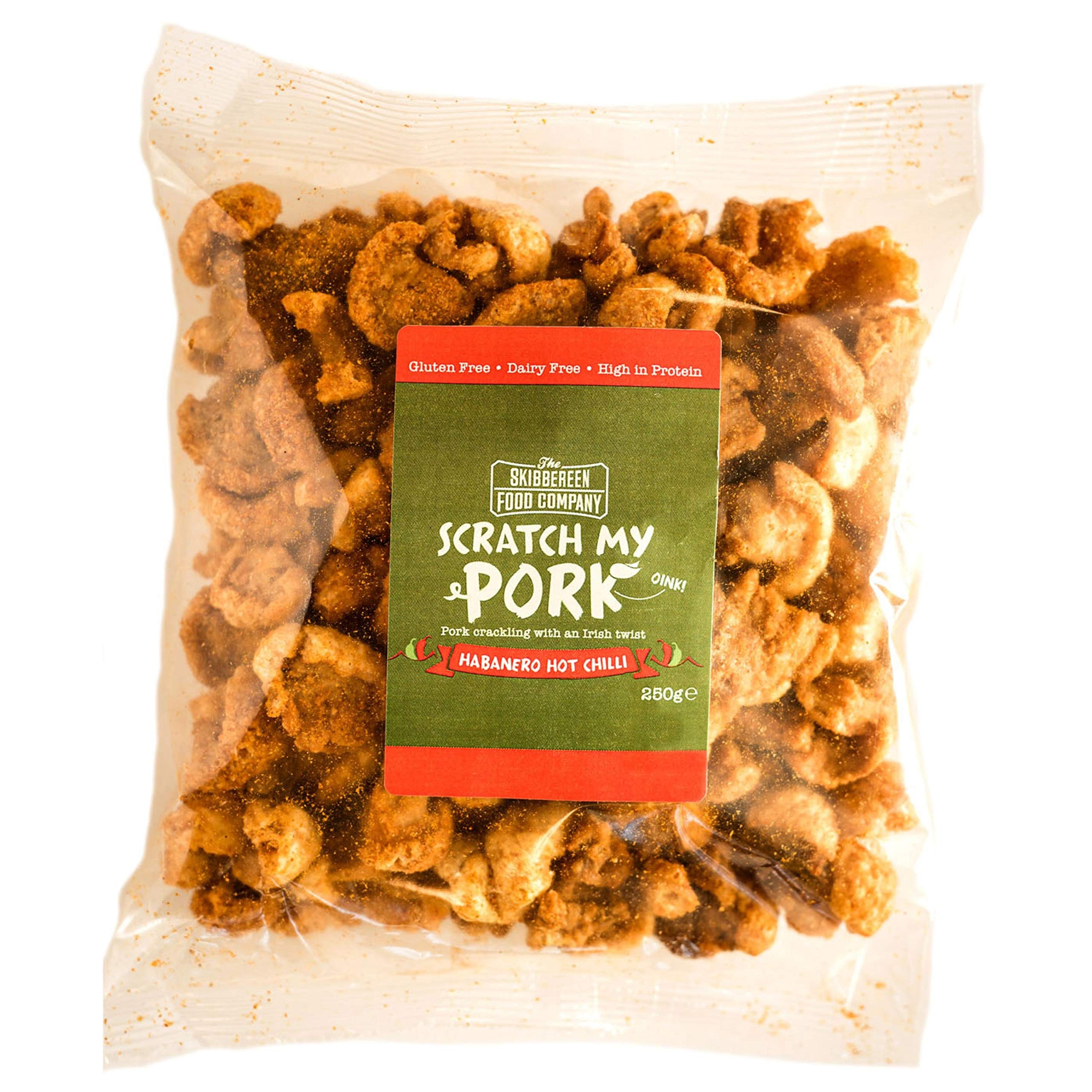 The Skibbereen Food Company Habanero Hot Chilli Pork Crackling - Gluten Free, High Protein, Low Carb Snack