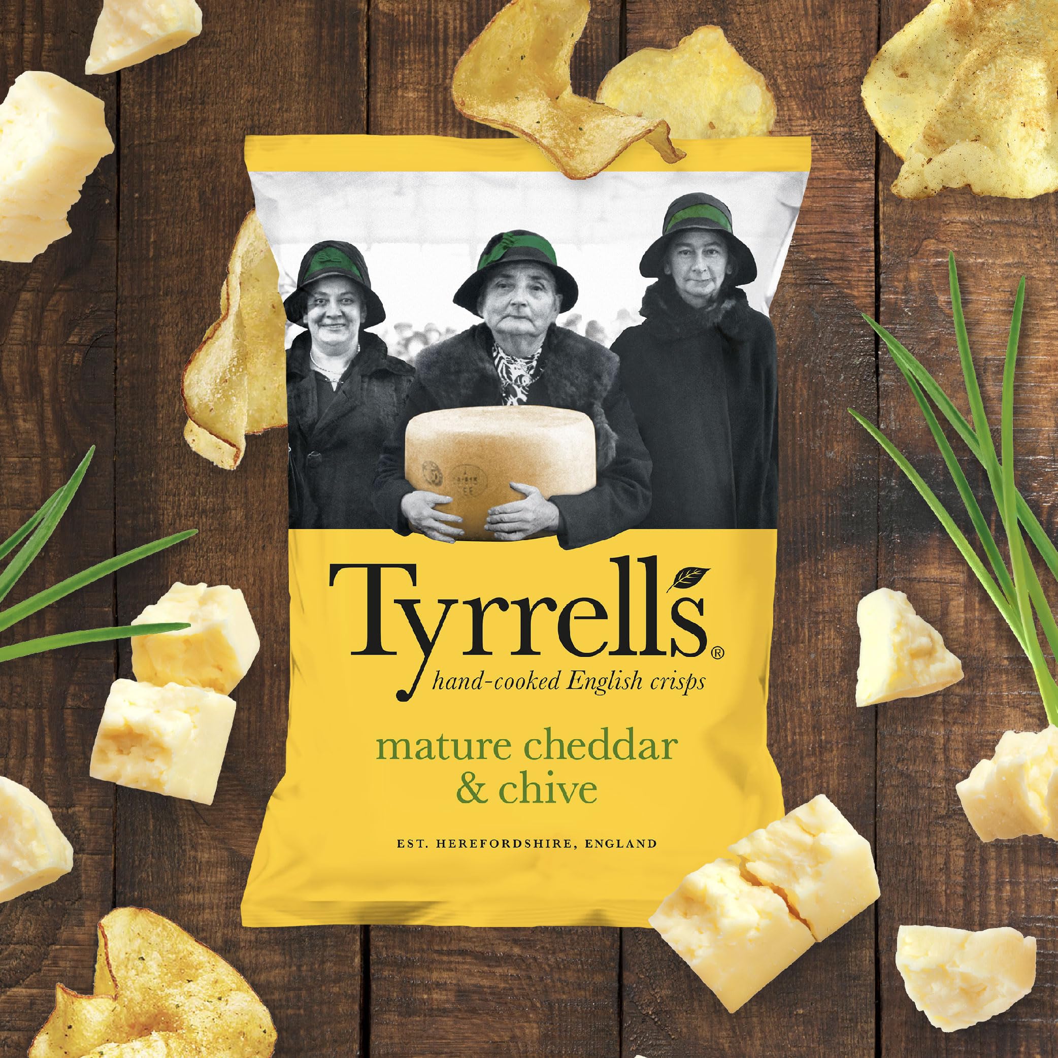 Tyrrells Handgekochte Chips mit reifem Cheddar und Schnittlauch, 150 g 8