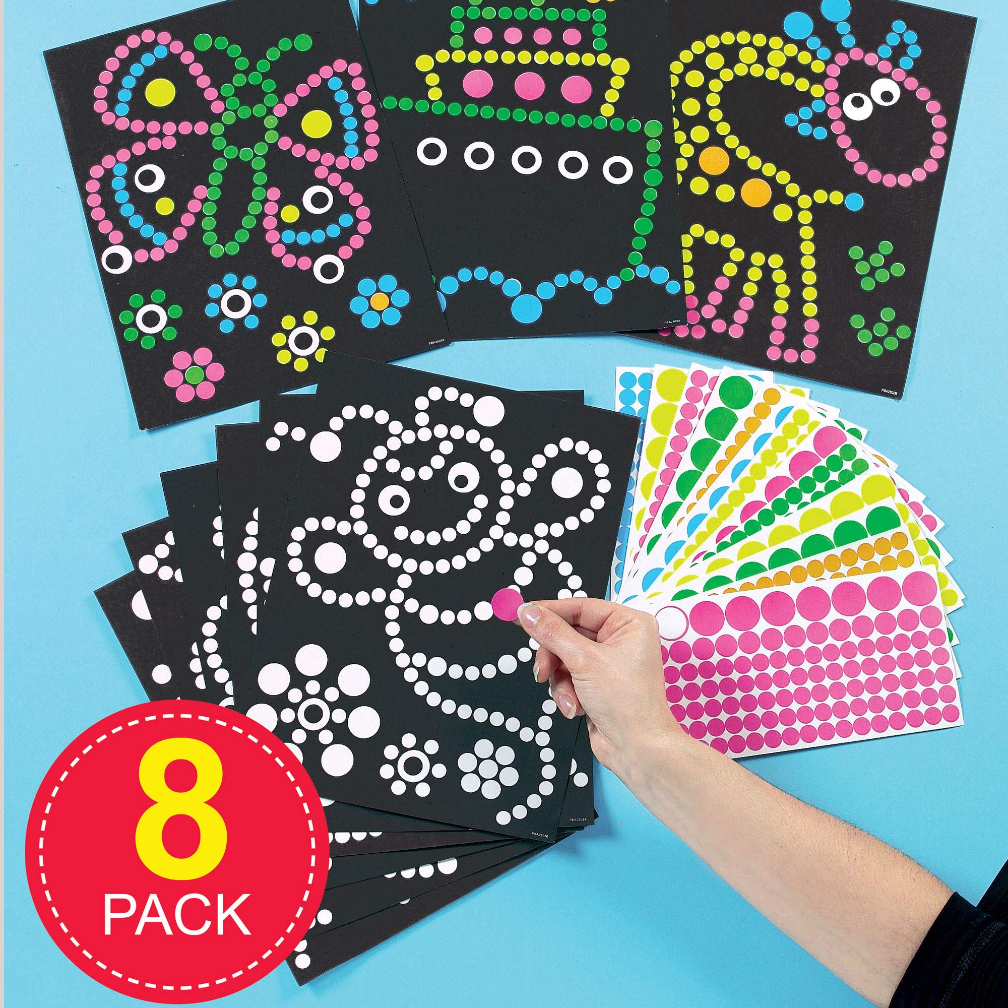Baker Ross ET113 Dotty Sticker Art Pack of 8 for Kids Crafting | Assorted Designs | Vinyl Stickers 2
