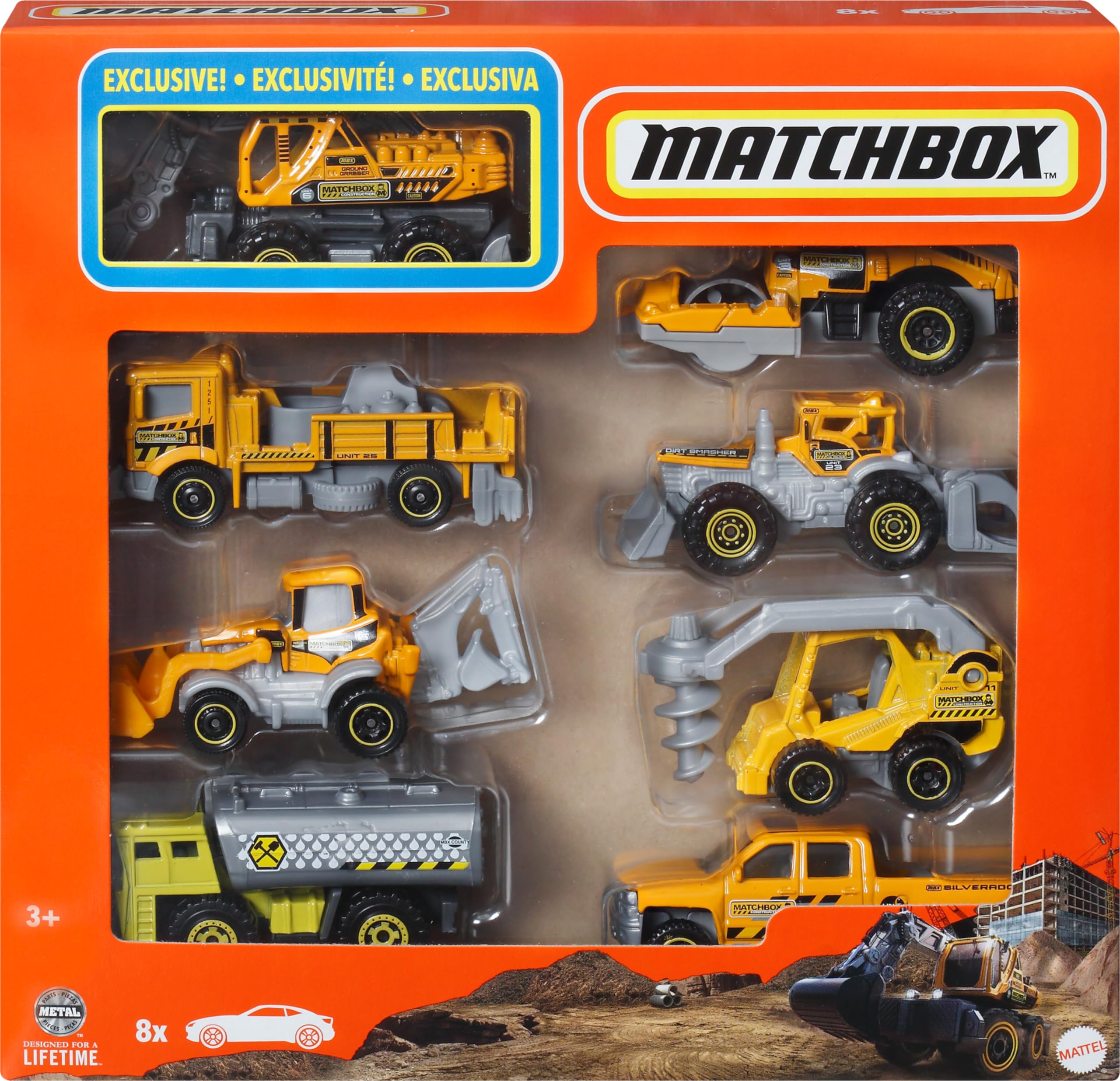 Matchbox 1:64 Scale Die-Cast Toy Cars & Trucks - Themed Multipack Set of 8 for Kids and Collectors 6