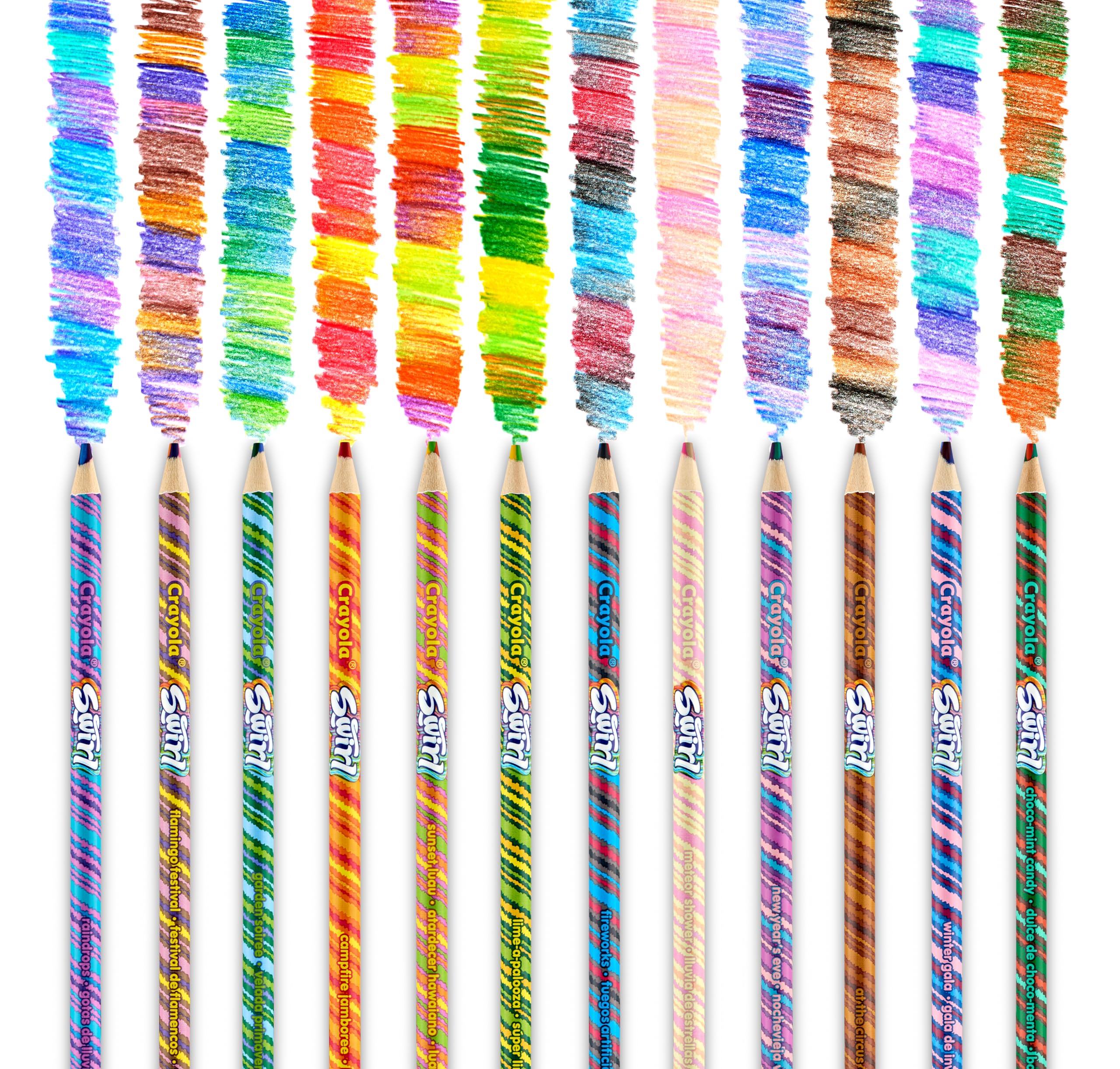 Crayola Swirl Colouring Pencils - Pack of 12 Vibrant Rainbow Effect Pencils 6