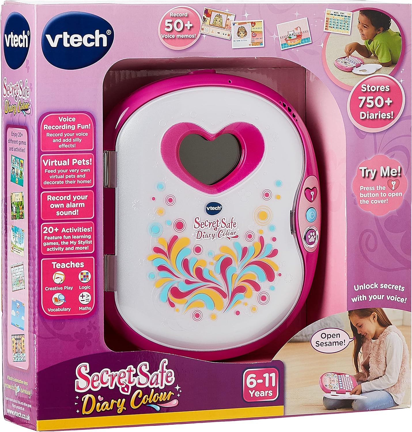 VTech Secret Safe Diary - Voice Activated Electronic Diary with MP3 Connectivity for Girls 5-10 Years