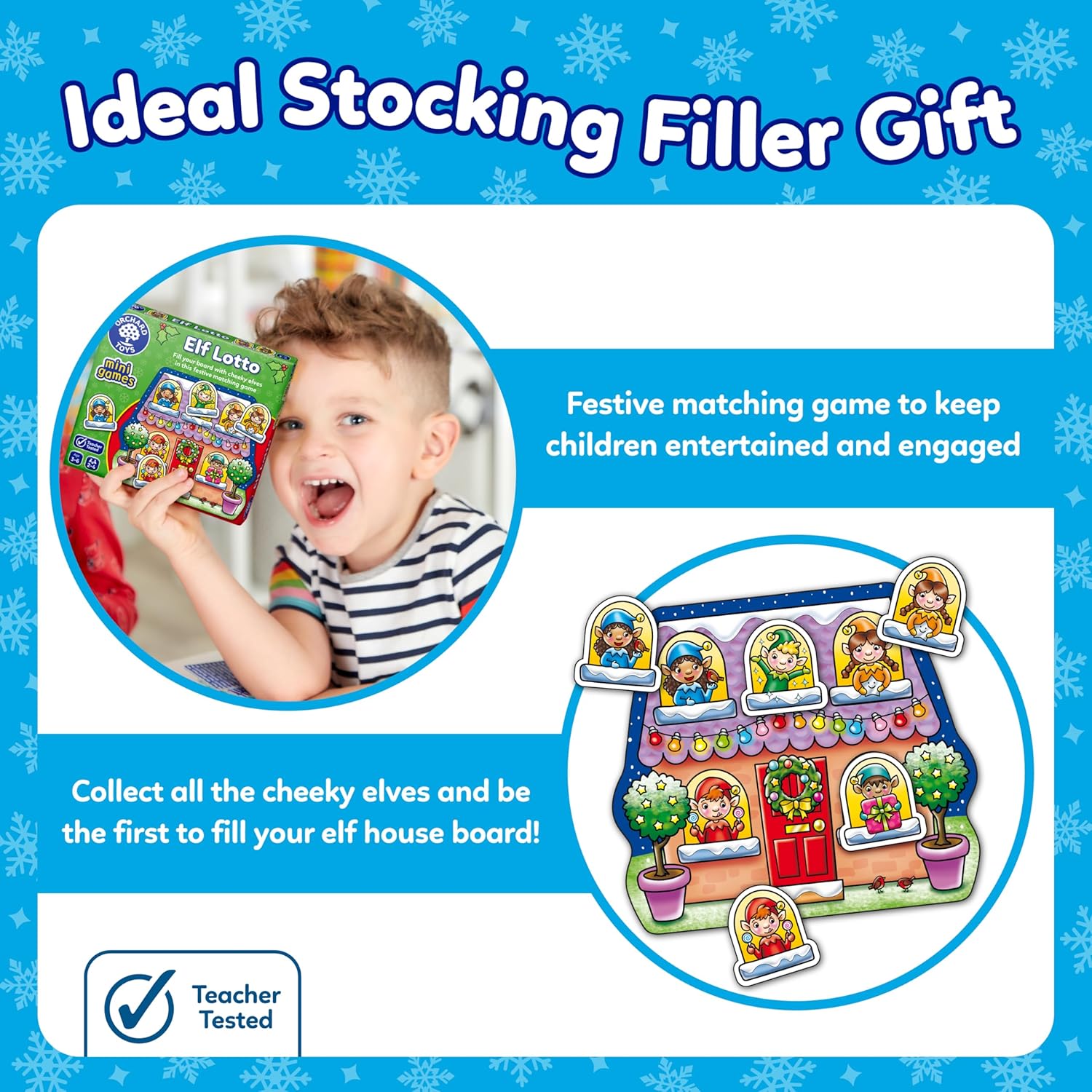 Orchard Toys Elf Lotto Mini Game - Festive Matching Bingo for Kids Ages 3-6