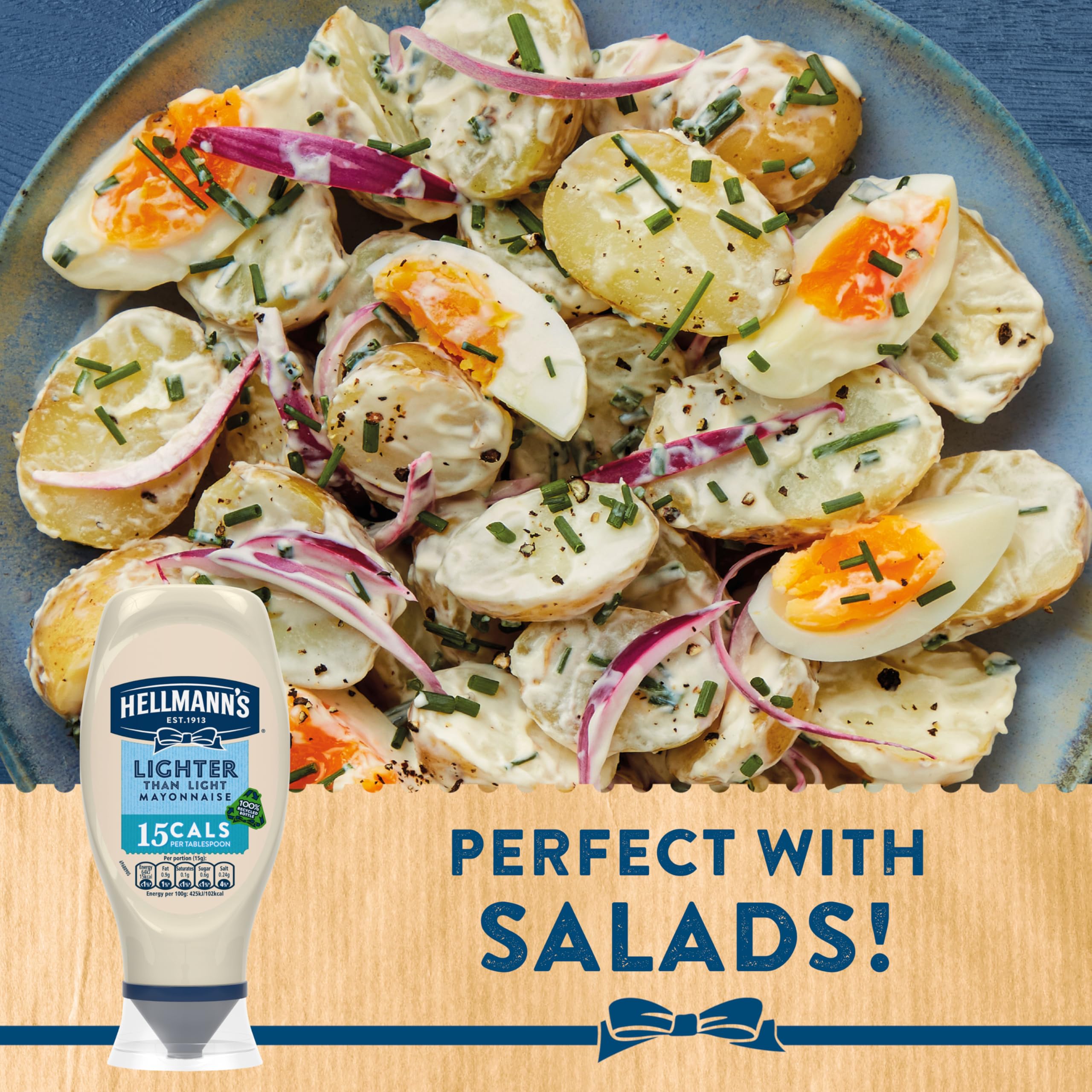 Hellmann's Lighter than Light Mayonnaise - Low-Calorie Mayonnaise with Free-Range Eggs 3