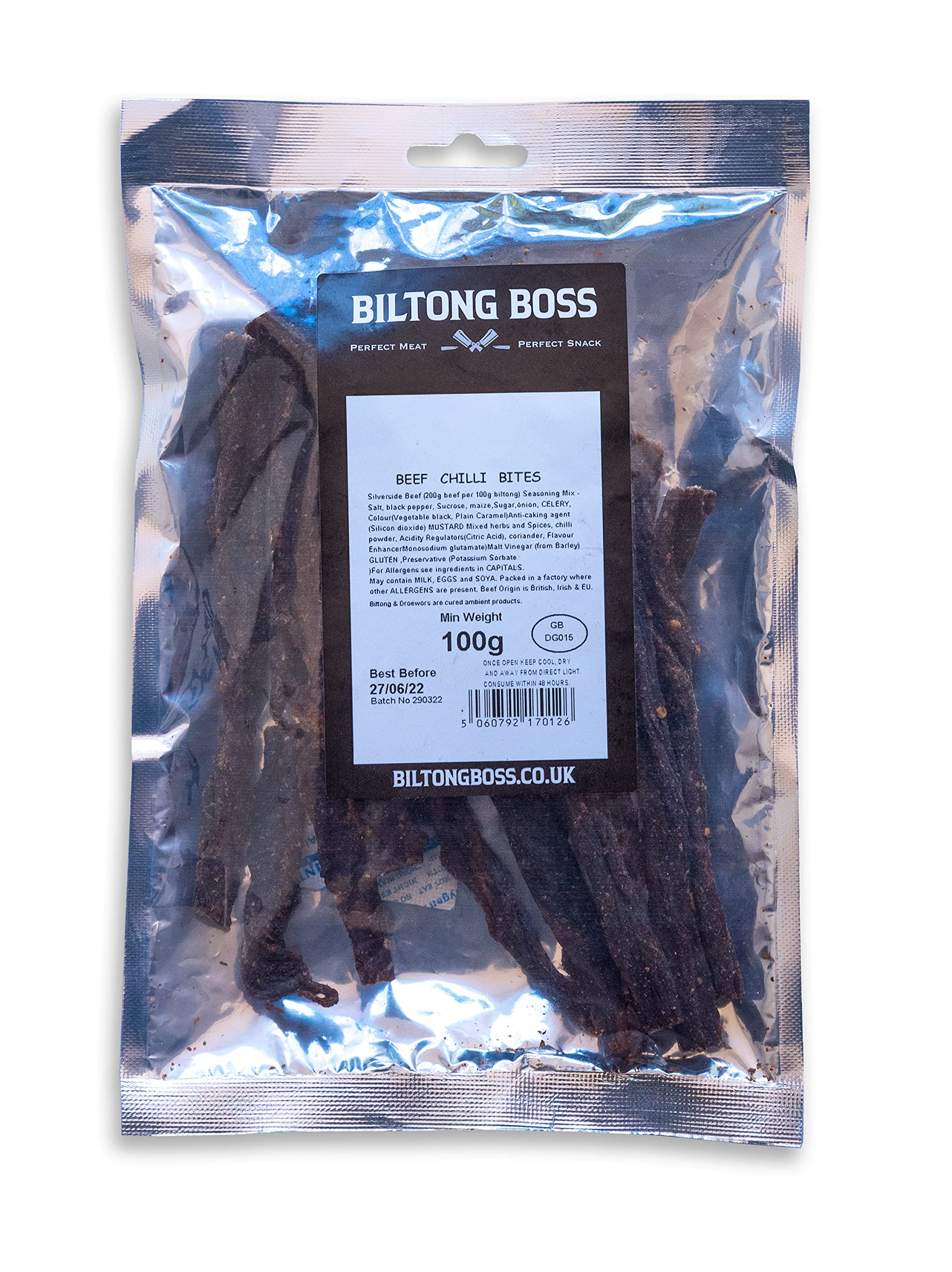 Biltong Boss Chilli Bites (Snap Sticks) - Authentic South African Beef Snack, High Protein, Low Carb