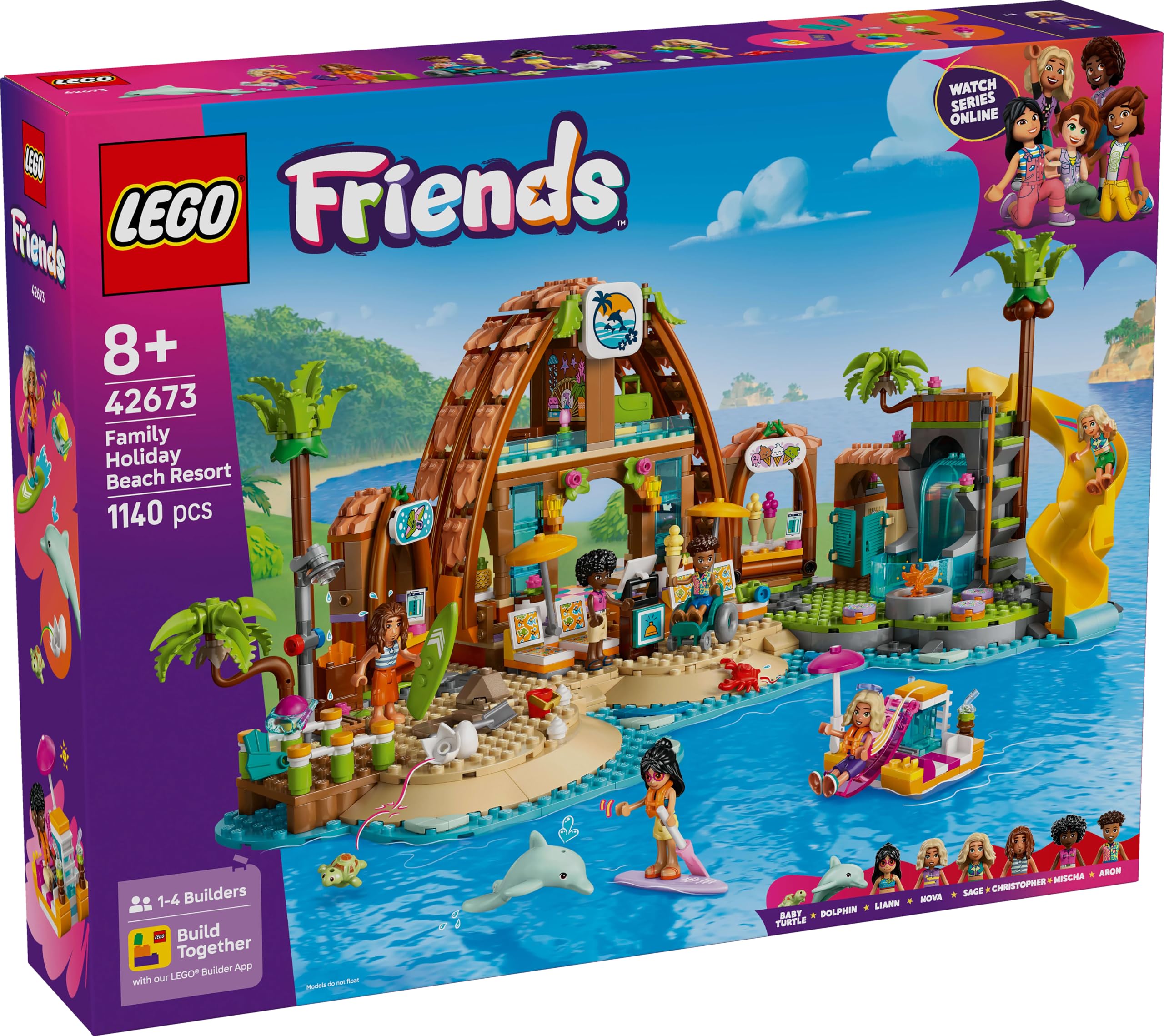 LEGO Friends Family Holiday Beach Resort Toy - 1140-Piece Playset with 6 Mini Dolls & Turtle Figure 5
