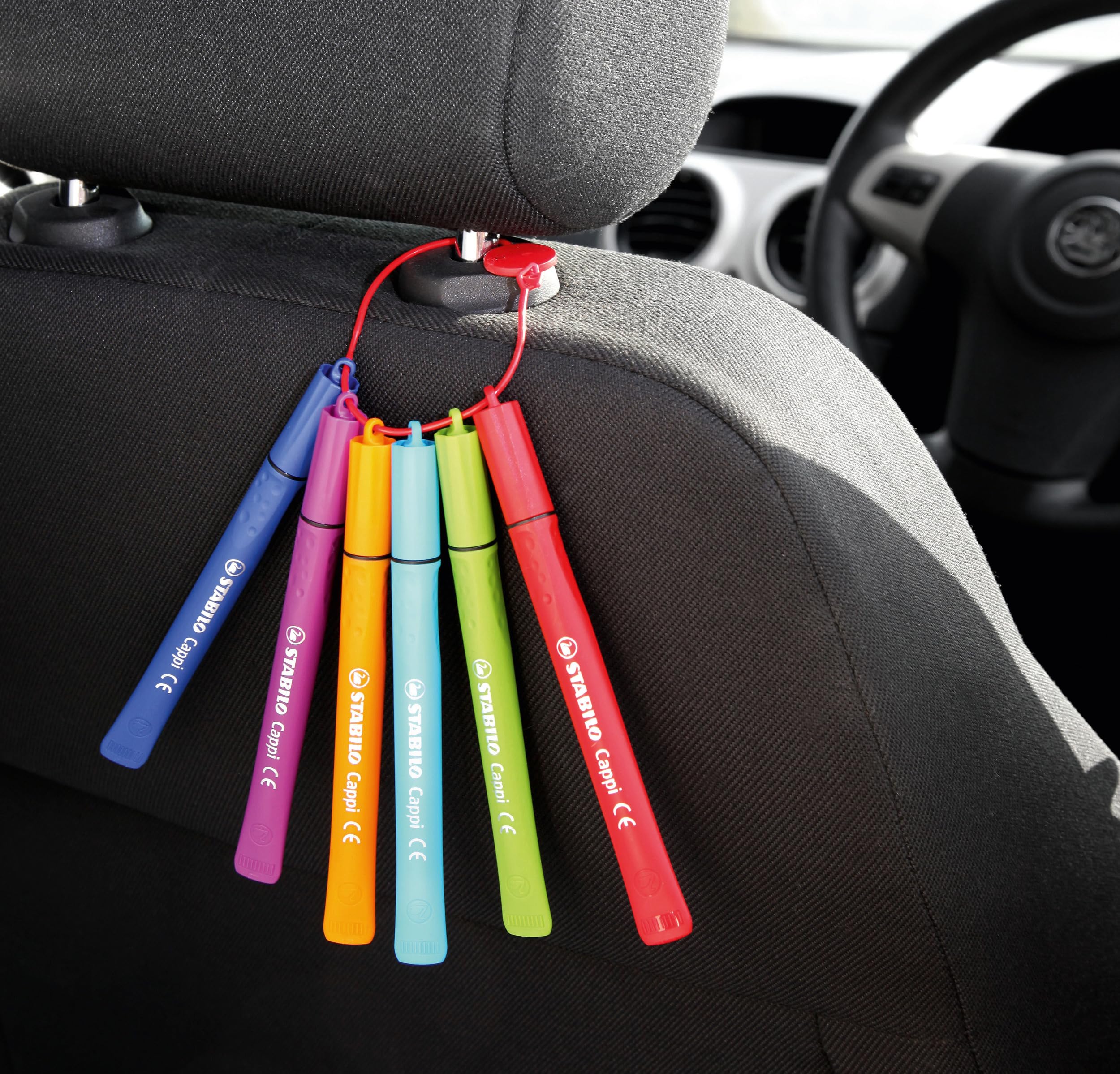 STABILO Cappi Felt Tip Pens - 18 Assorted Colors with Cap Rings for Kids 8