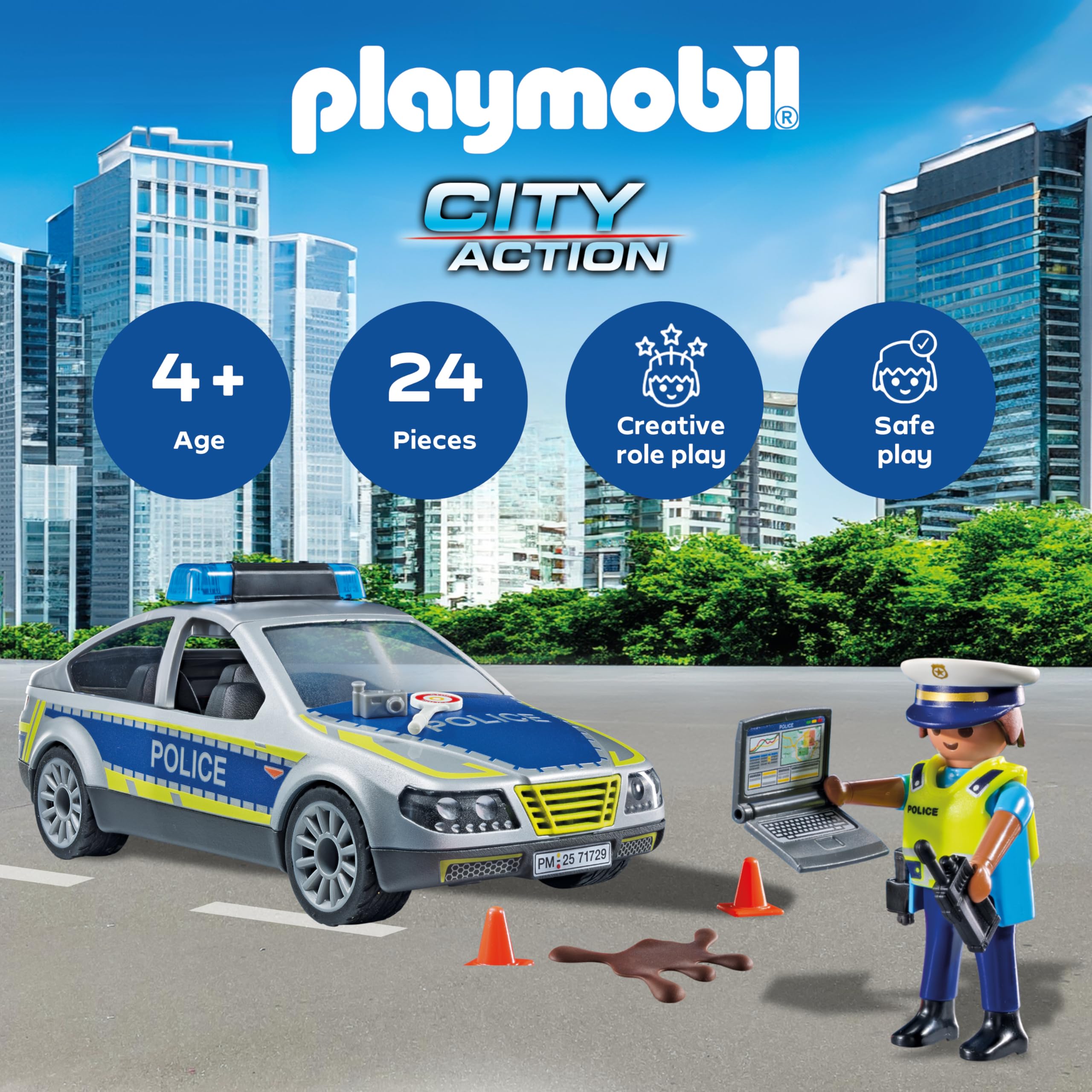 Playmobil Action Heroes Police Patrol Car - Vehicle Playset for Kids 4+ 4