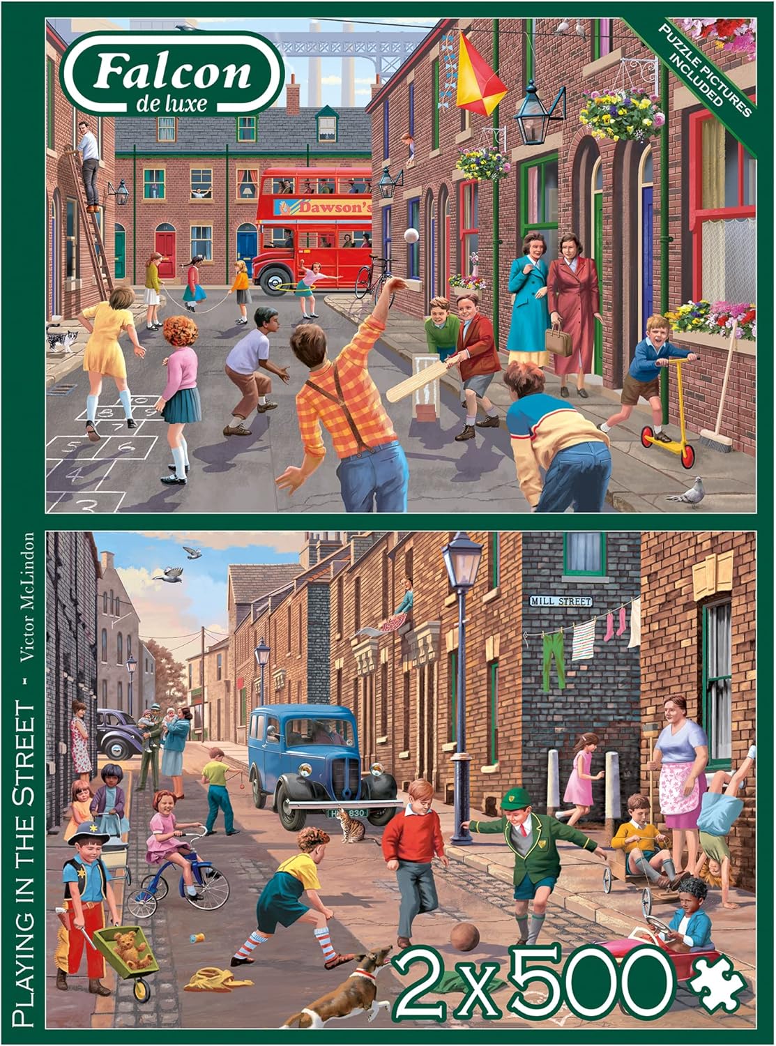 Falcon de luxe Playing in the Street - 2 x 500-Piece Jigsaw Puzzle for Adults 5