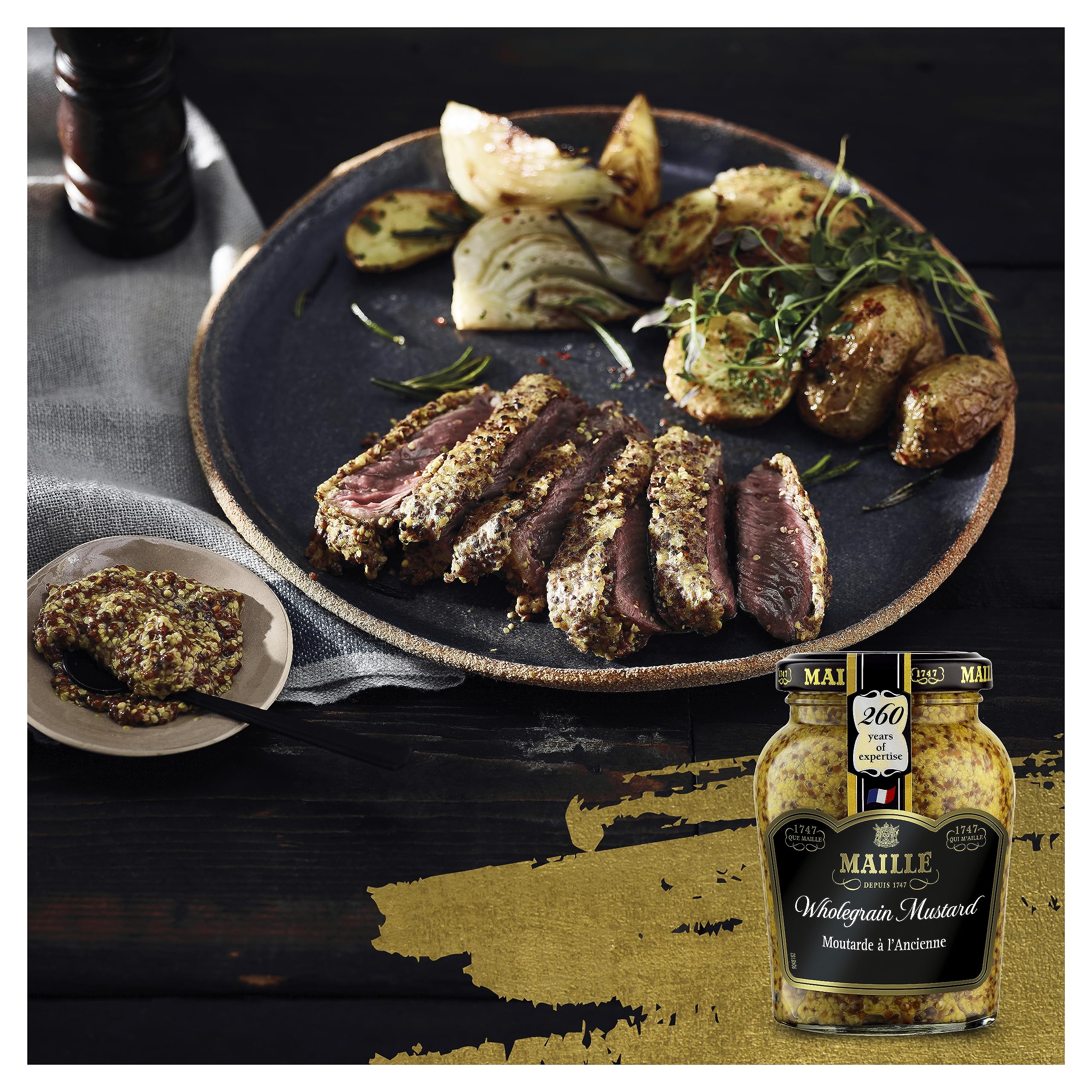 Maille Wholegrain Mustard - French Gourmet Condiment for Pork, Beef, and Salad Dressings | 210g 3