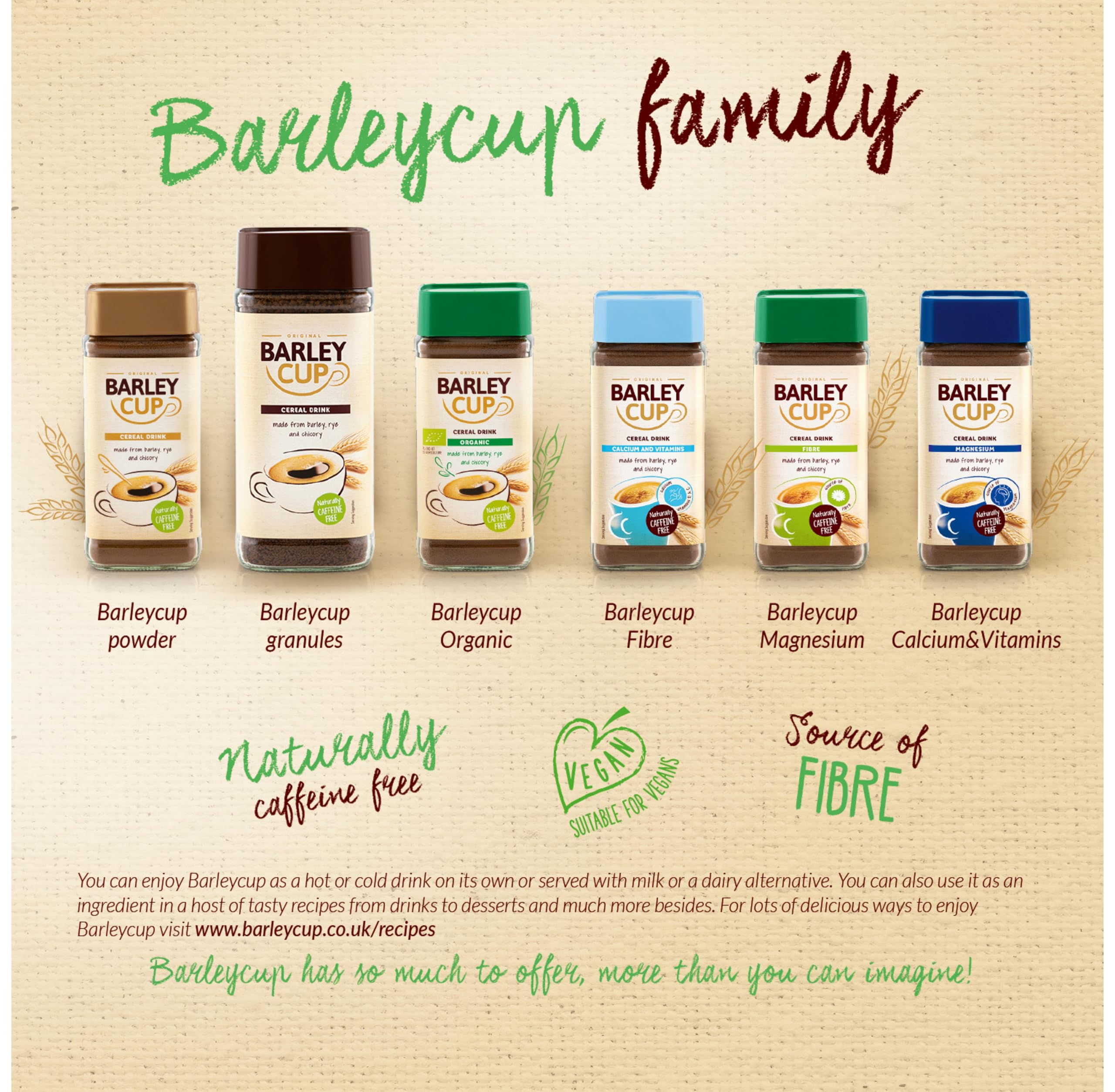 Barleycup Instant-Getreidegetränk 200 g – Koffeinfreier veganer Kaffeeersatz mit gerösteter Gerste, Roggen und Chicorée 6