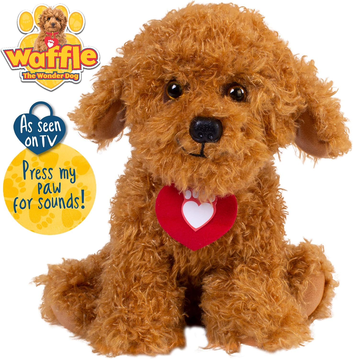 Waffle the Wonder Dog 3401 Soft Toy with Sound - Brown Plush Puppy for Toddlers