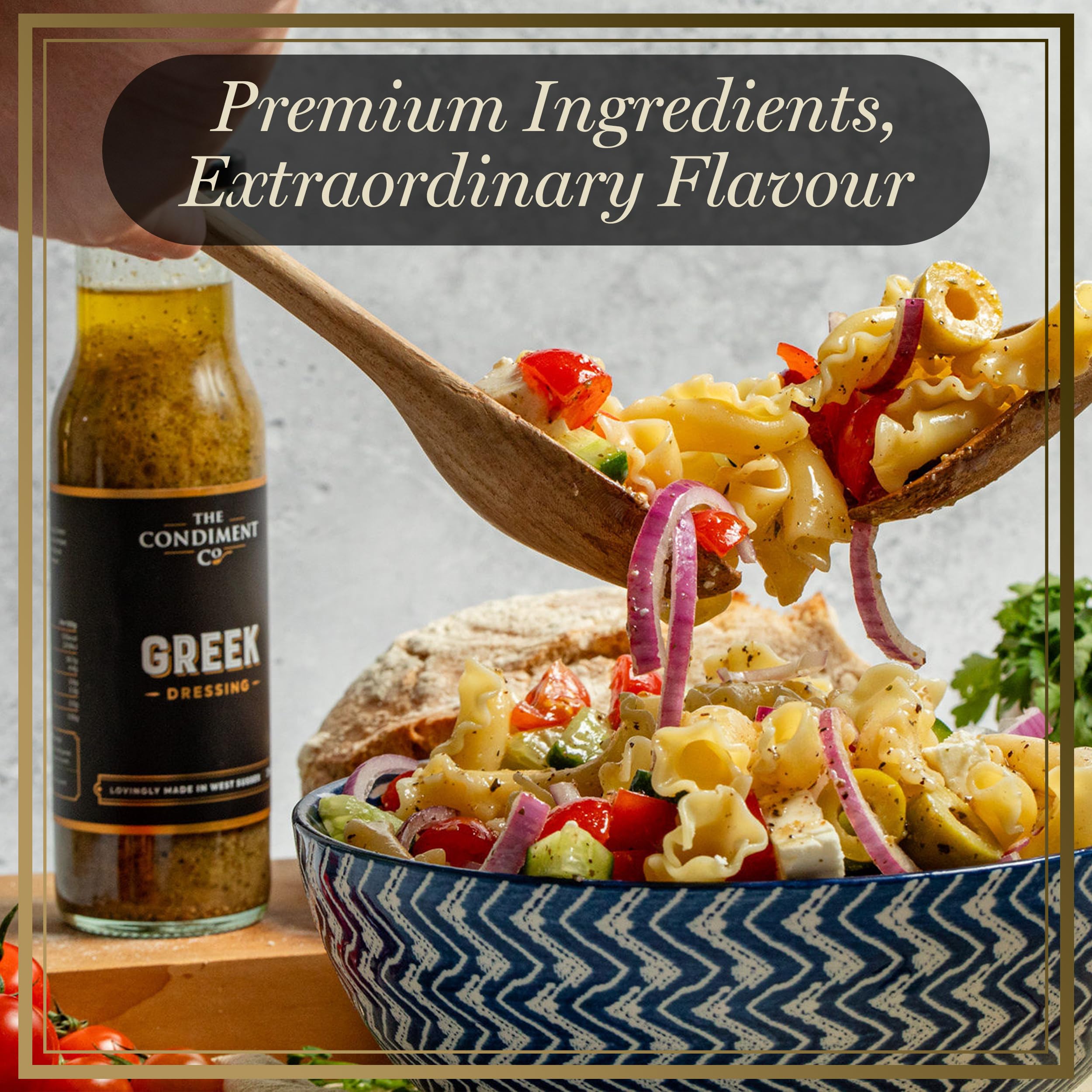 The Real Condiment Company Griechisches Dressing 240 g – Olivenöl- und Zitruskräuter-Vinaigrette 5
