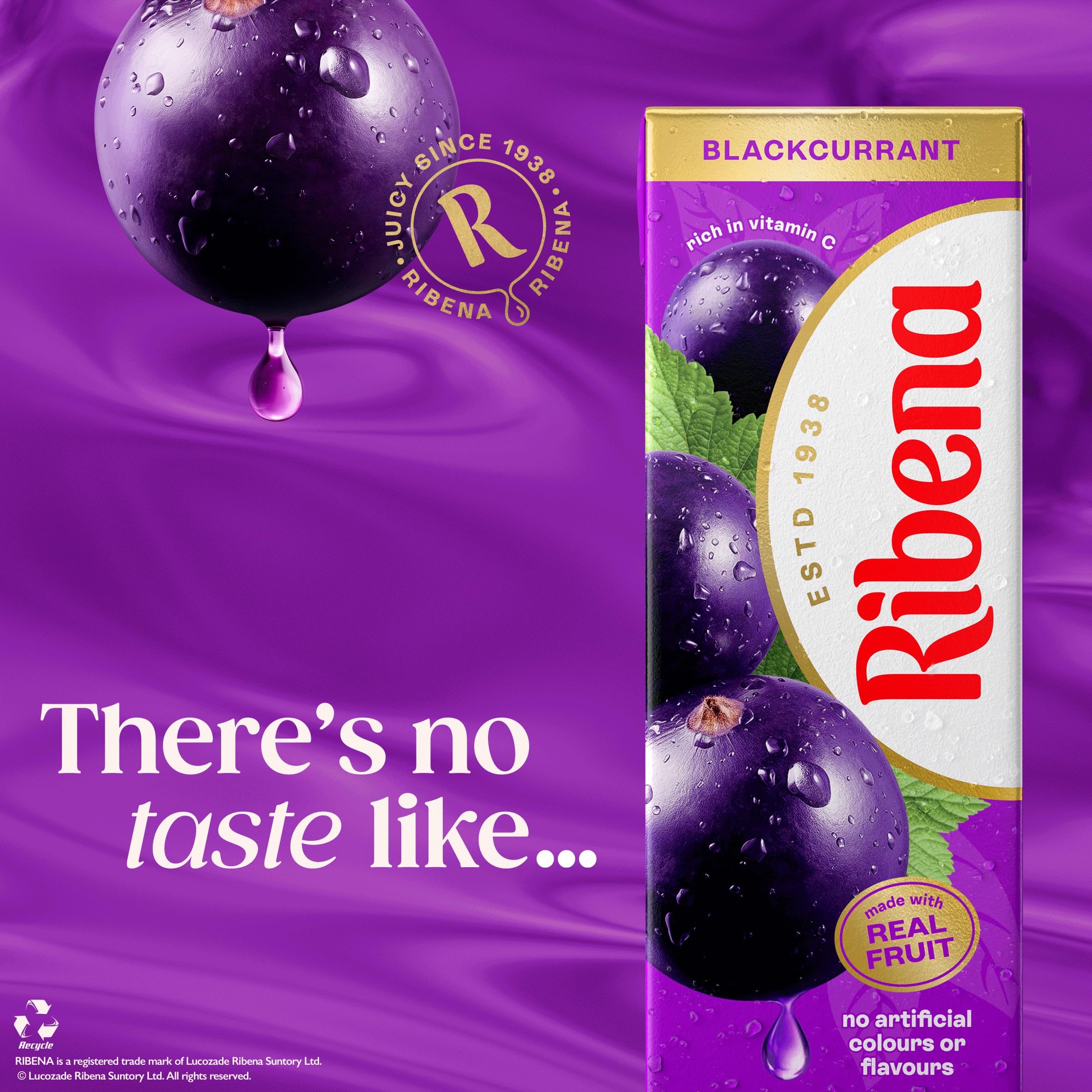 Ribena Blackcurrant Juice Drink - Rich in Vitamin C | 1L Carton