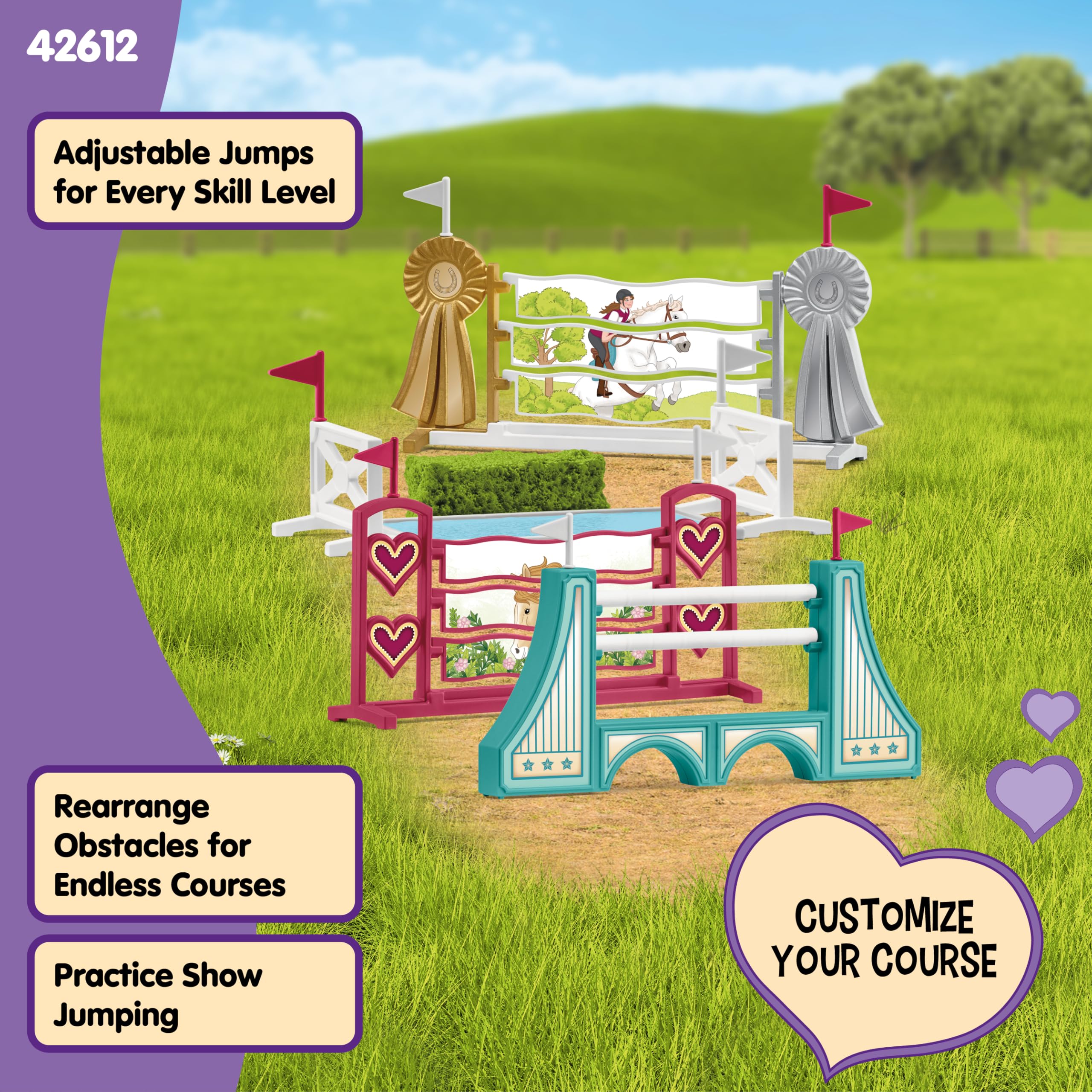 SCHLEICH Horse Club Obstacle Accessories Playset - Adjustable Jumping Poles & Water Ditches for Ages 5-12 6