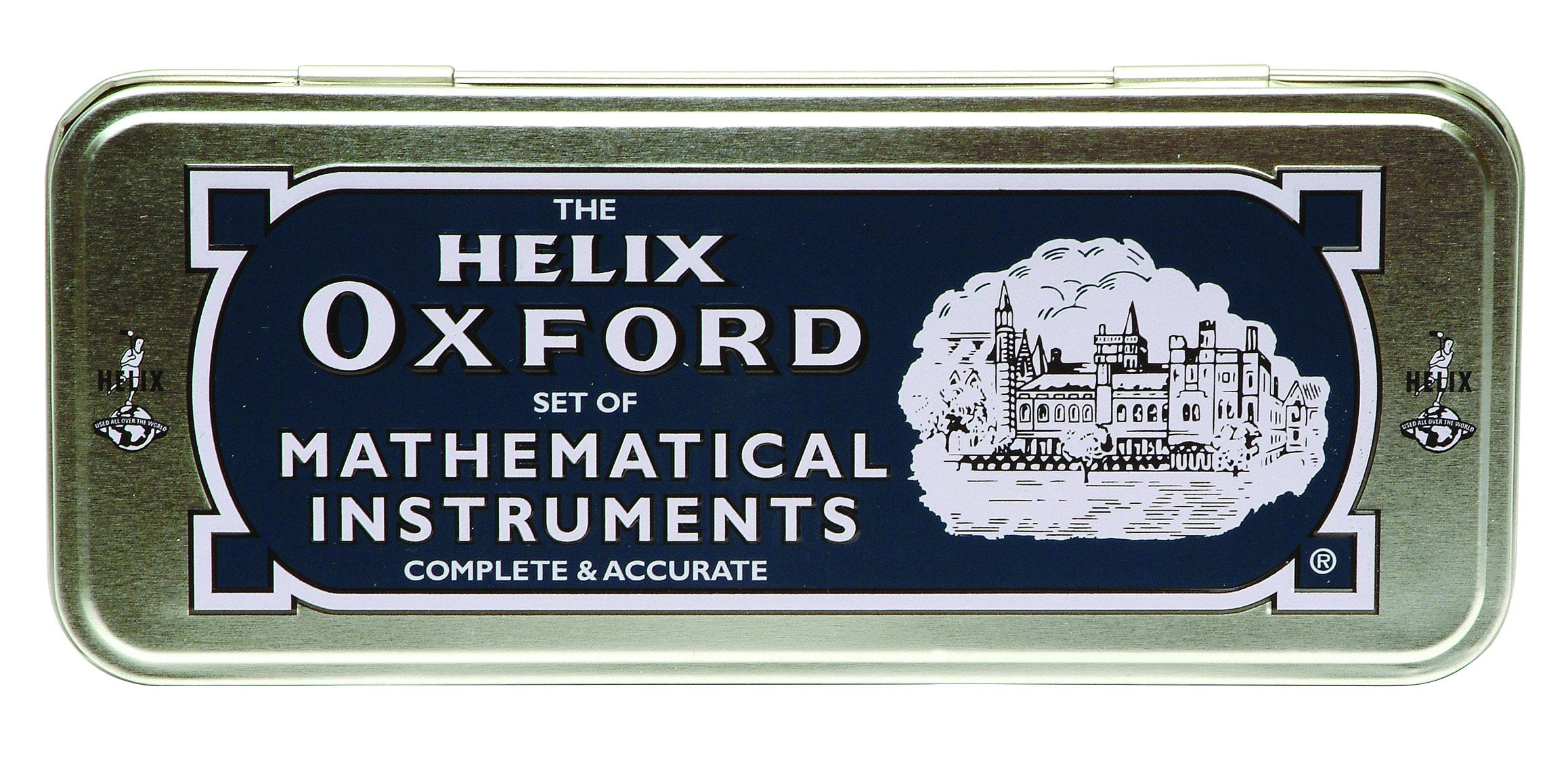 Helix Oxford Maths Set - 10 Piece Geometry Equipment with Storage Tin | Metal Compass | Ruler 3