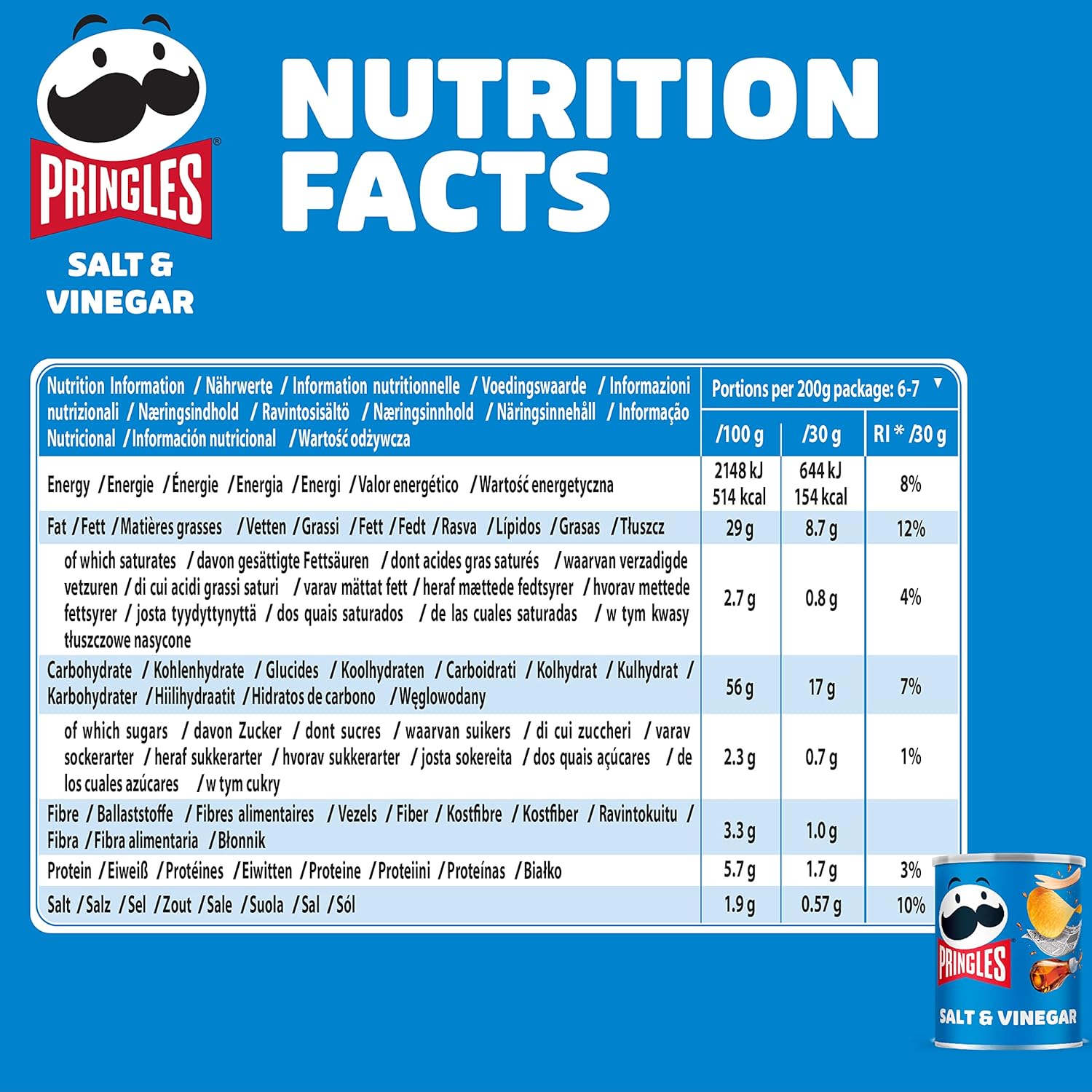 Pringles Kartoffelchips mit Salz- und Essiggeschmack, 40 g (12er-Packung) 5