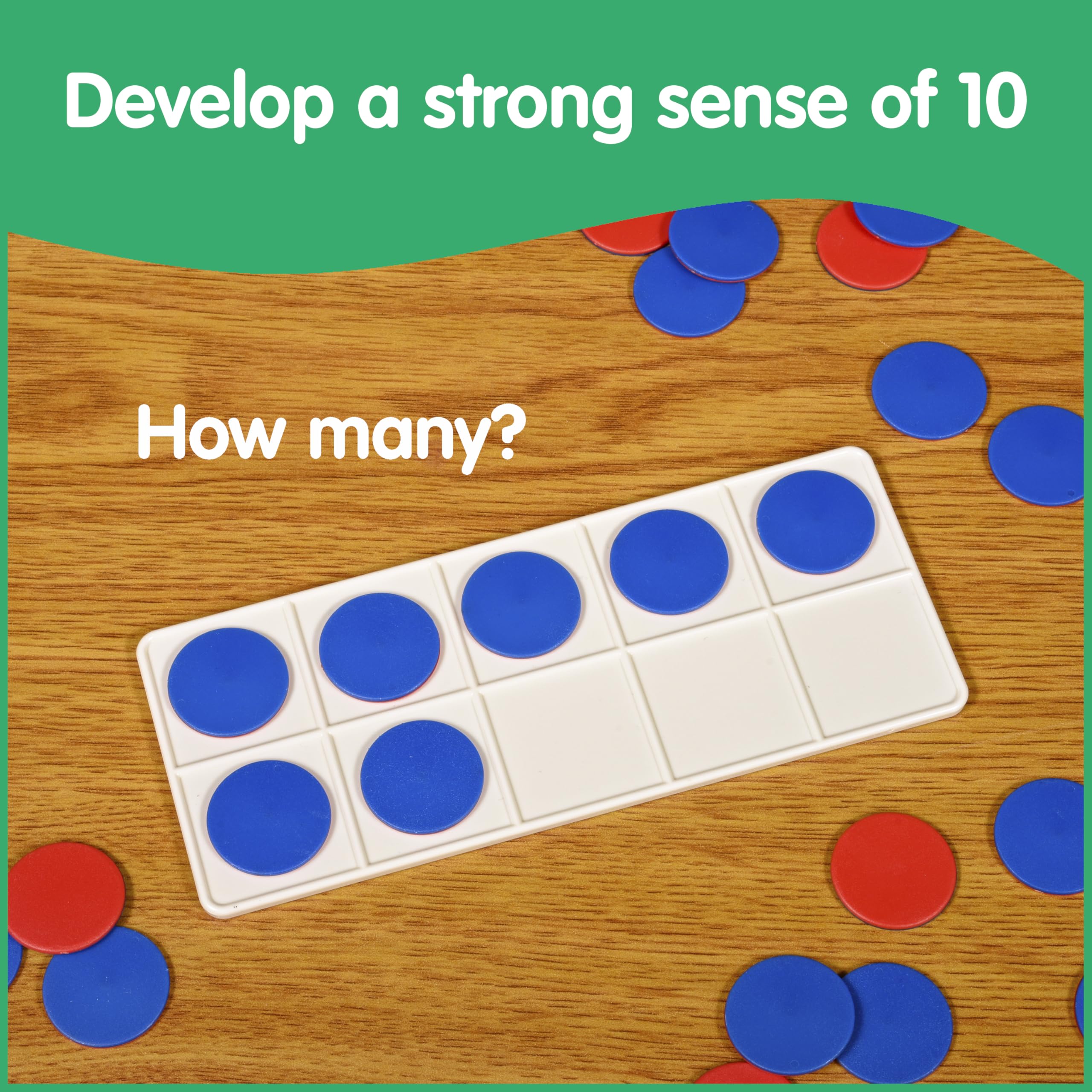 edxeducation Ten Frame Classroom Set - 16 Frames & 160 Two-Color Counters | Plastic 4