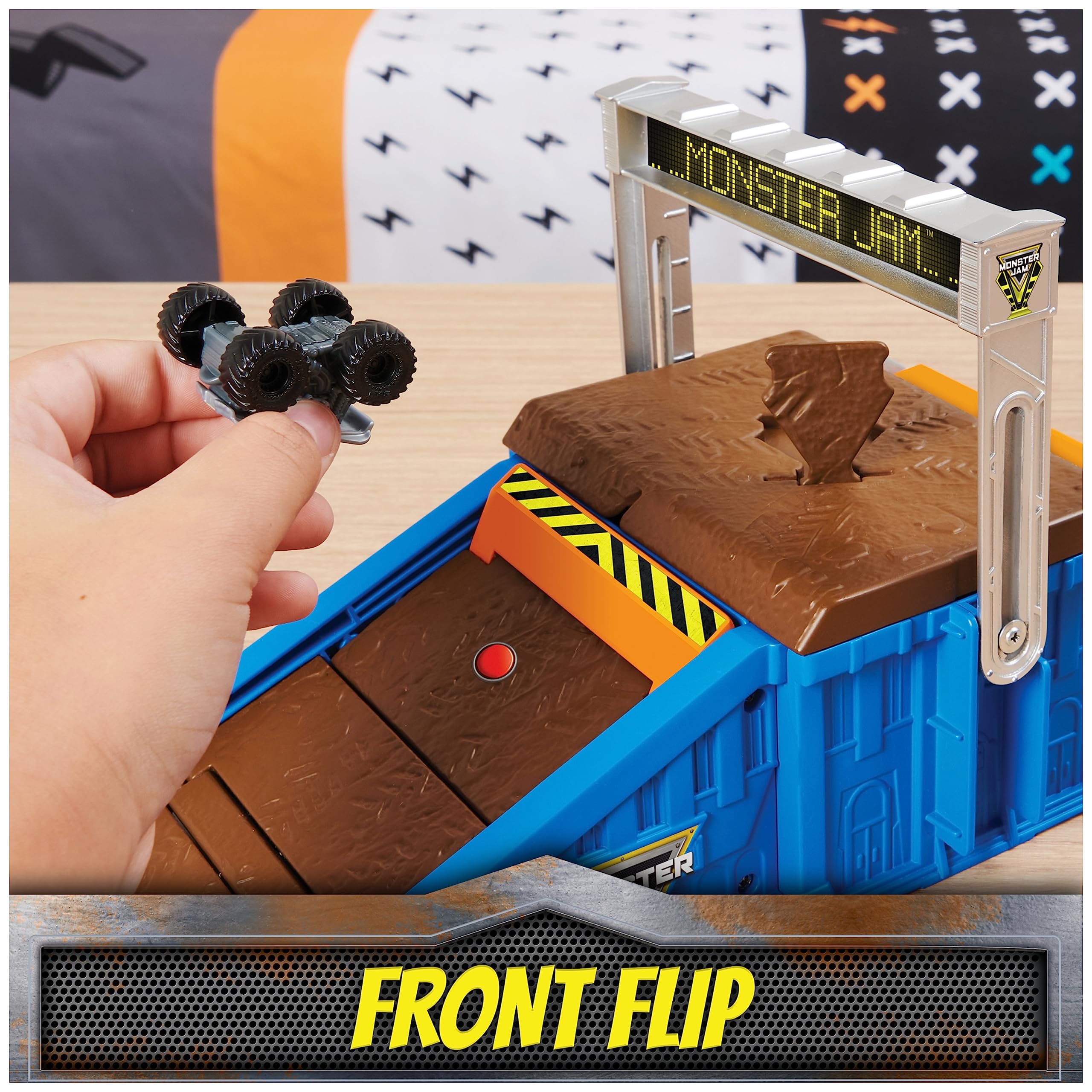 Monster Jam Mini Freestyle Flip Arena Playset - Includes 2 Trucks, Ages 3+ 5