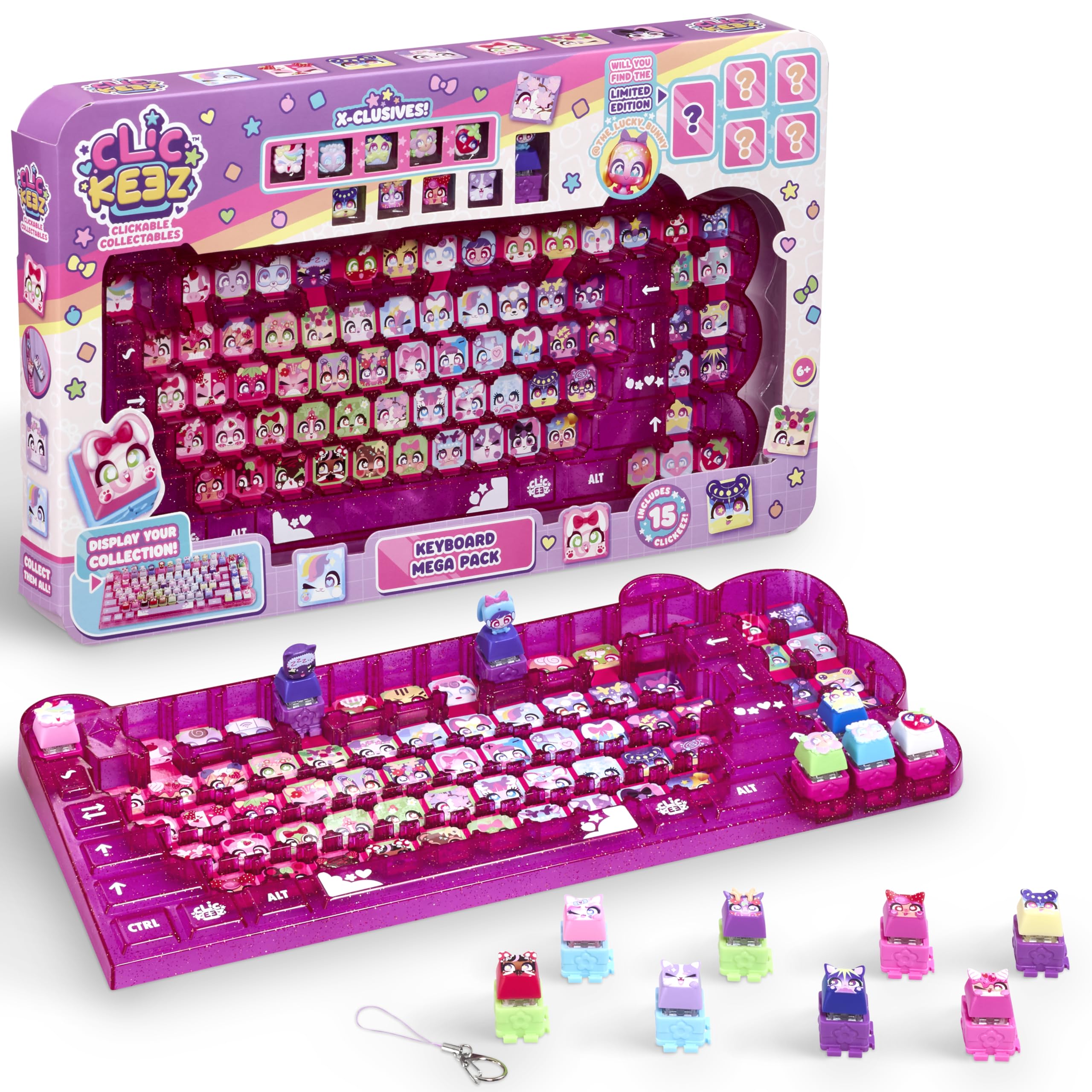Clickeez Goliath Keyboard Mega Pack - Ultimate Starter Set with 15 Collectible Keychain Characters