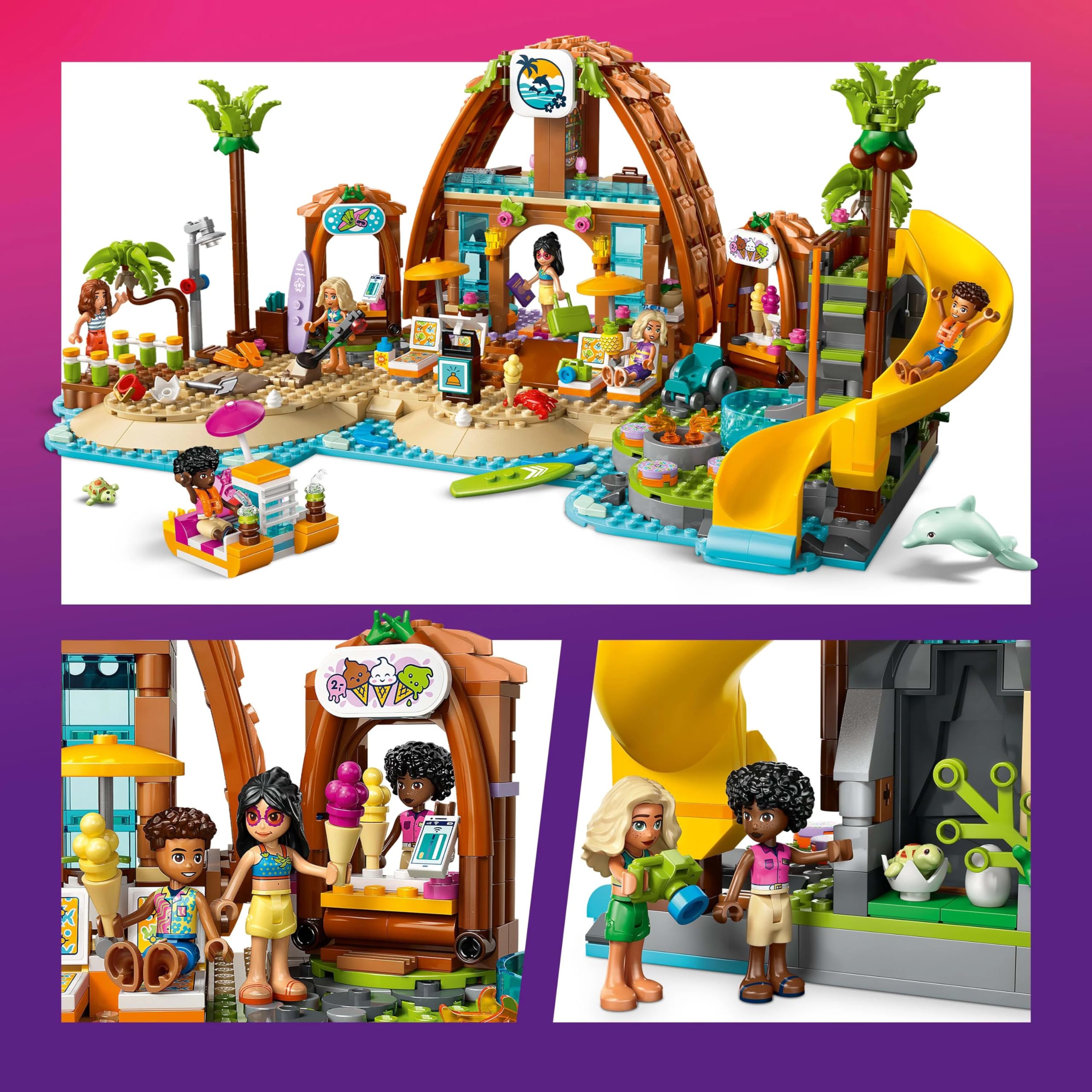 LEGO Friends Family Holiday Beach Resort Toy - 1140-Piece Playset with 6 Mini Dolls & Turtle Figure 6
