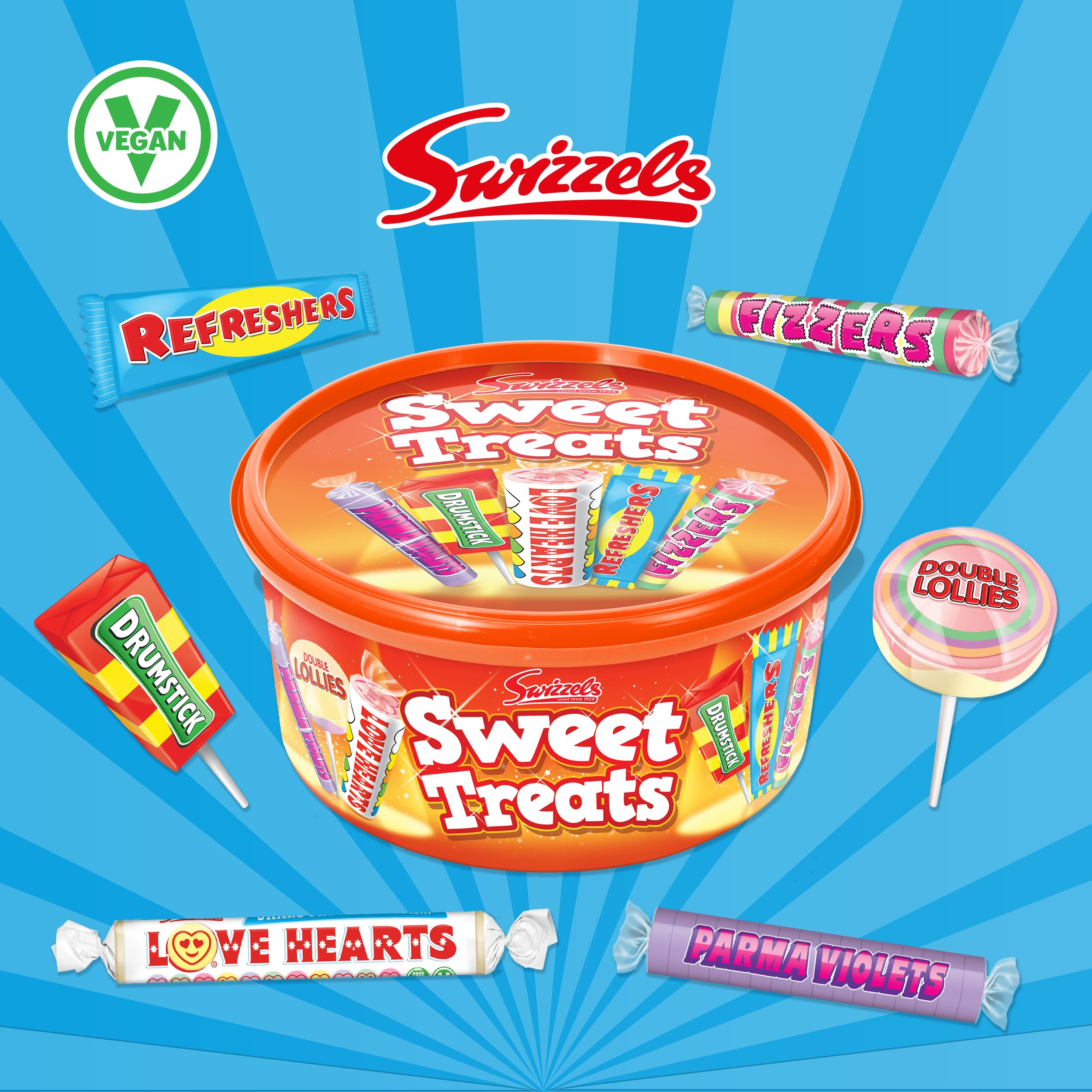 Swizzels Sweet Treats Dose 600 g – Verschiedene zähe und sprudelnde Süßigkeiten 3