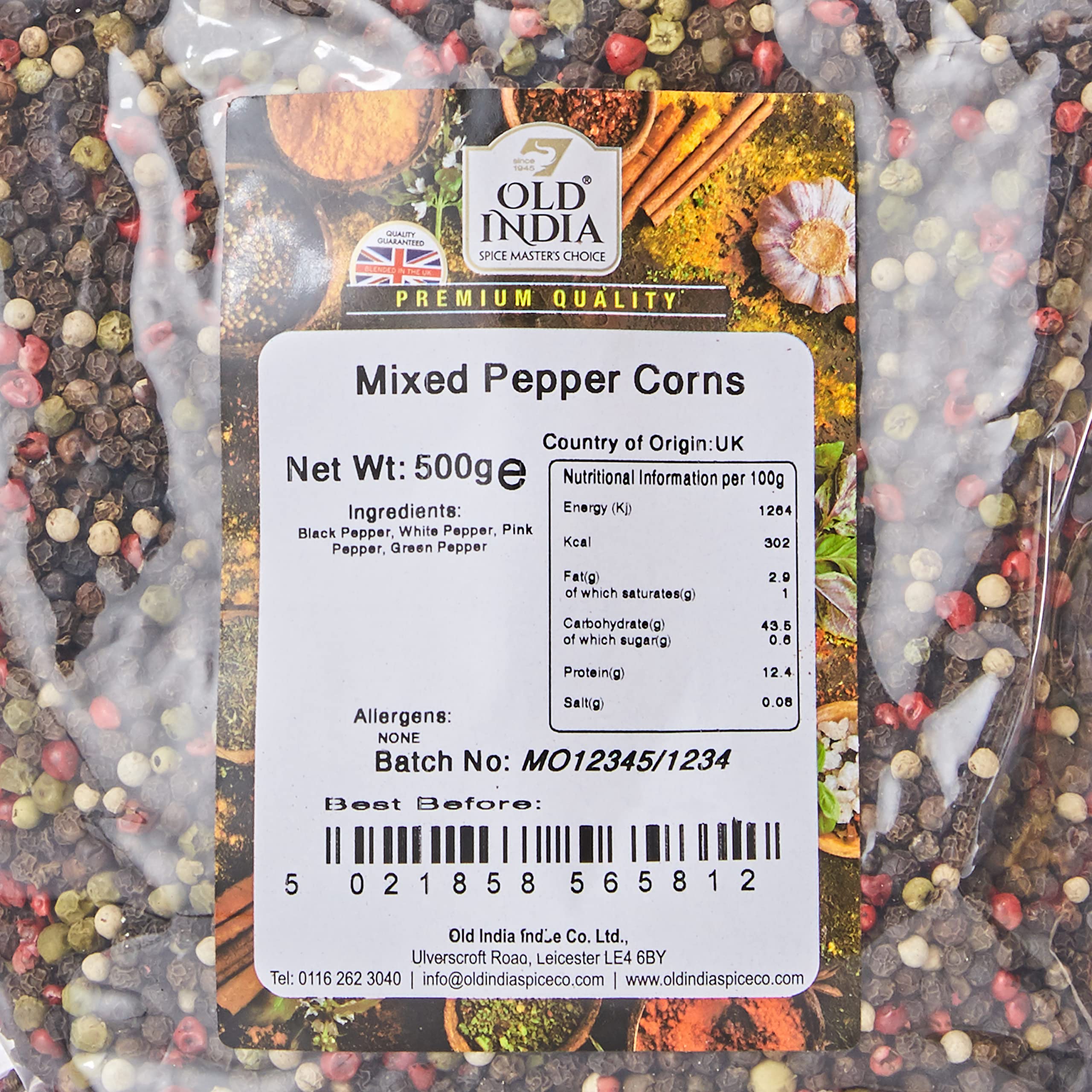 Old India Mixed Pepper Corns - Natural, GMO Free Seasoning | 500g