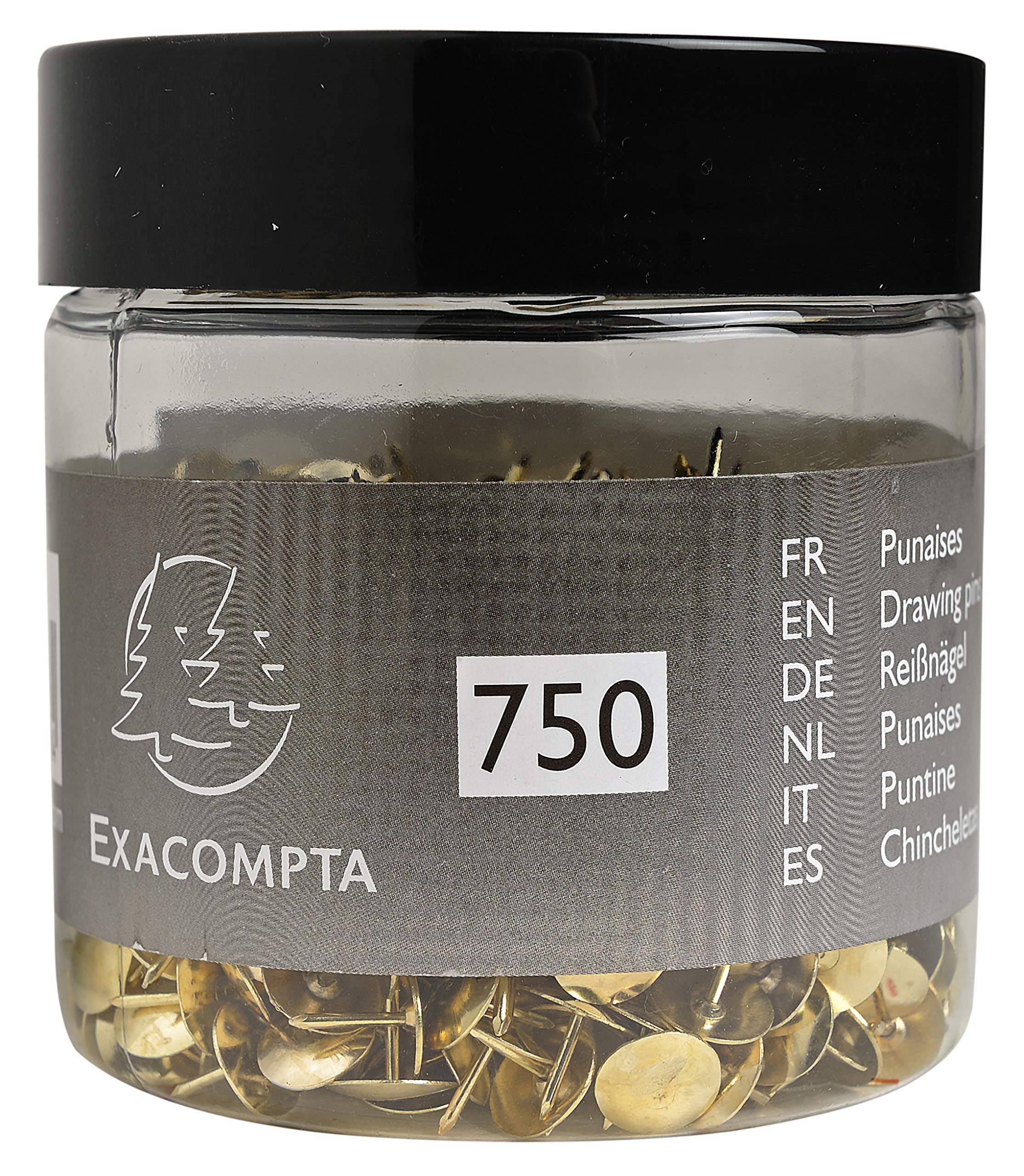 Exacompta Brass Drawing Pins - 9mm Head Size | 750 Pack | Model 14768E 1