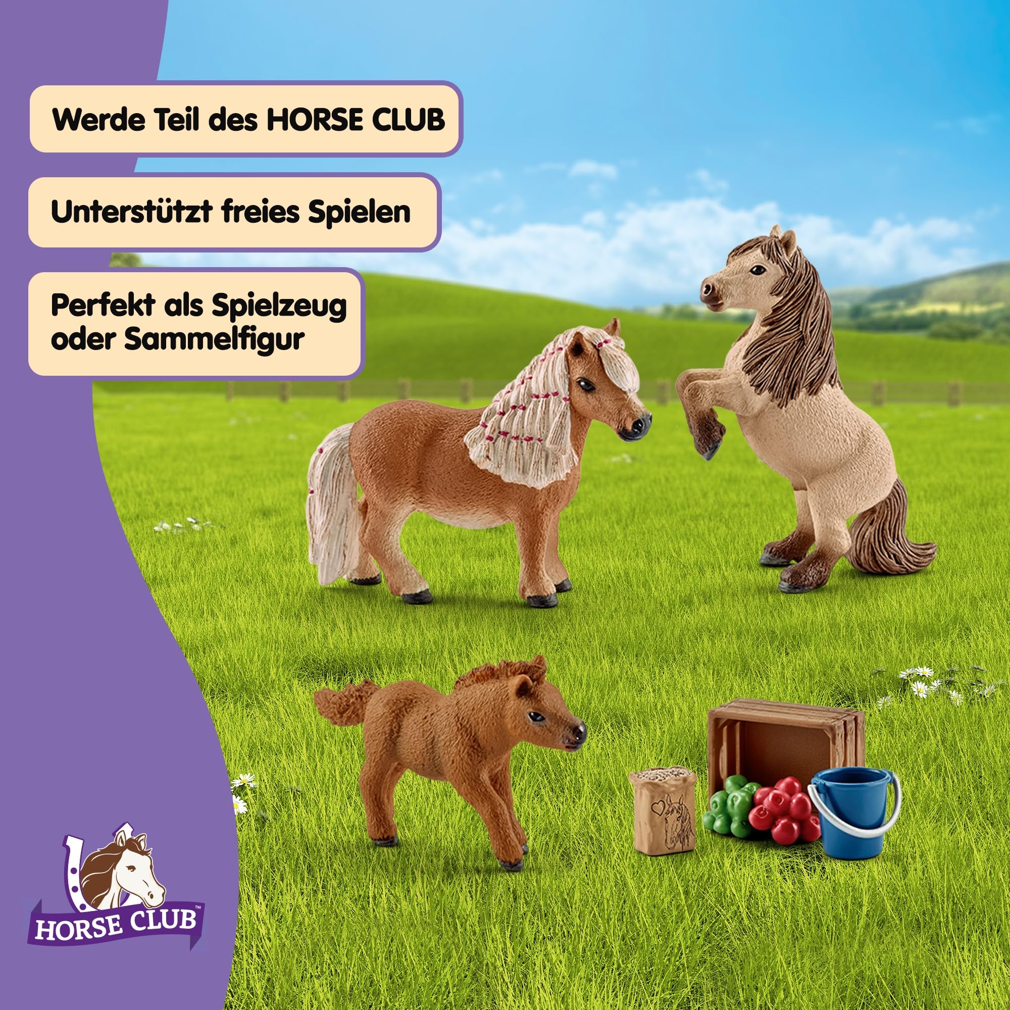 SCHLEICH Miniature Shetland Pony Family Playset - 8-Piece Horse Toy Set for Kids 3+ 7