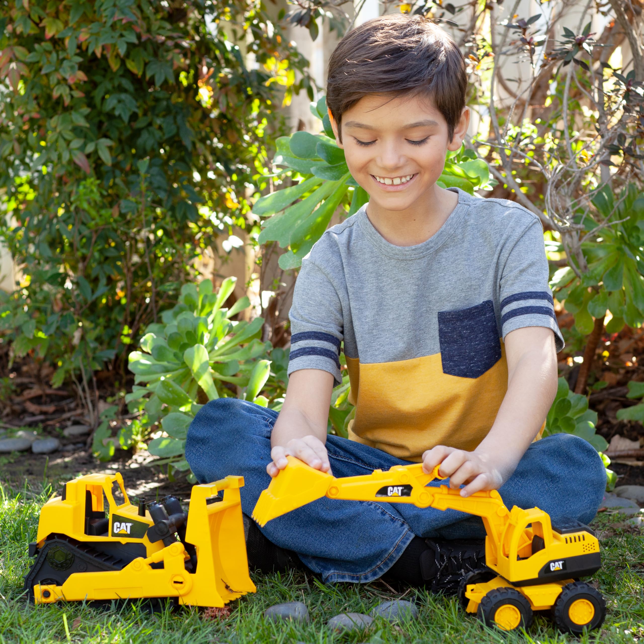 CAT Excavator Vehicle - 10" Articulated Construction Toy for Kids 2-6 7