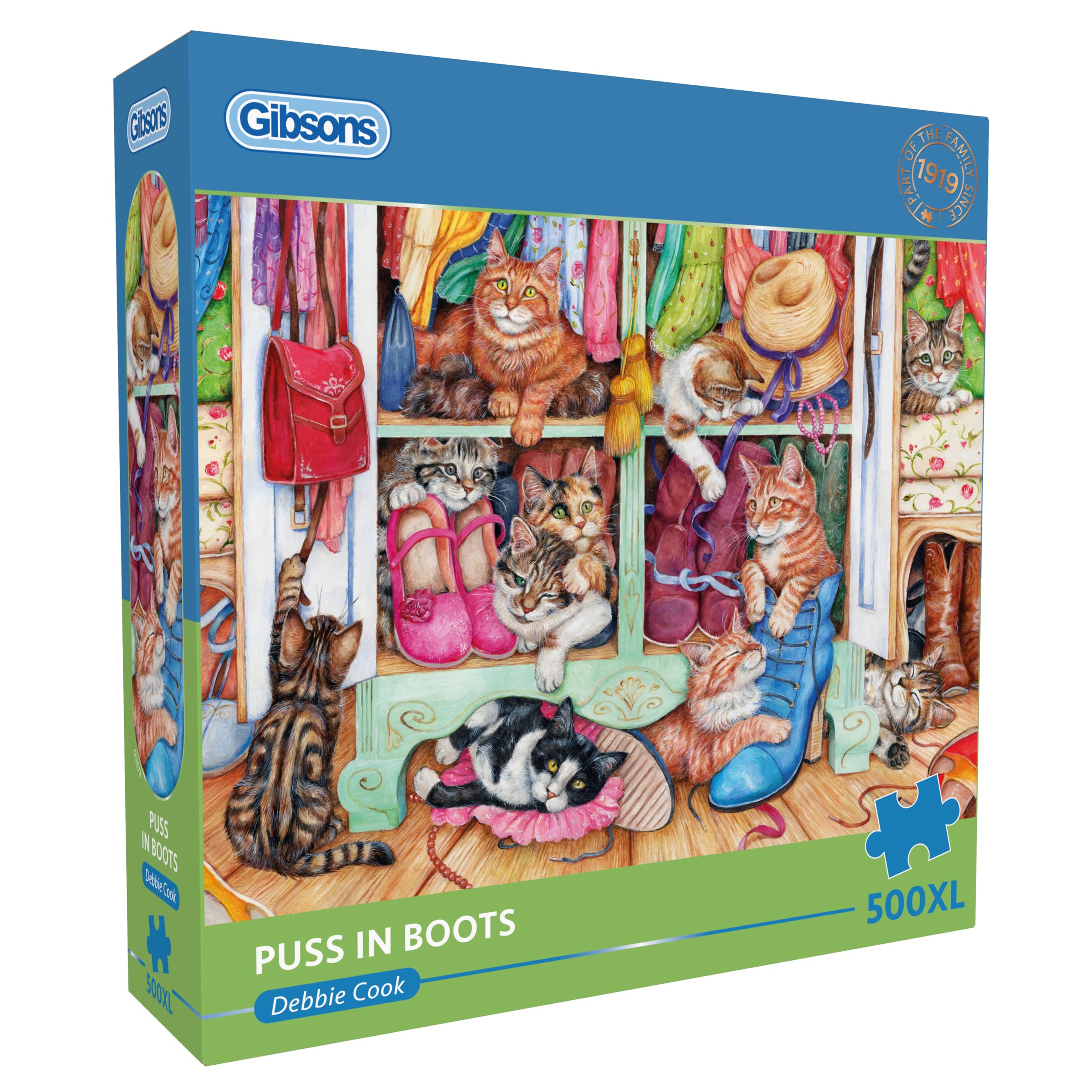Gibsons Puss in Boots 500XL Jigsaw Puzzle - Extra Large Pieces | Debbie Cook Design