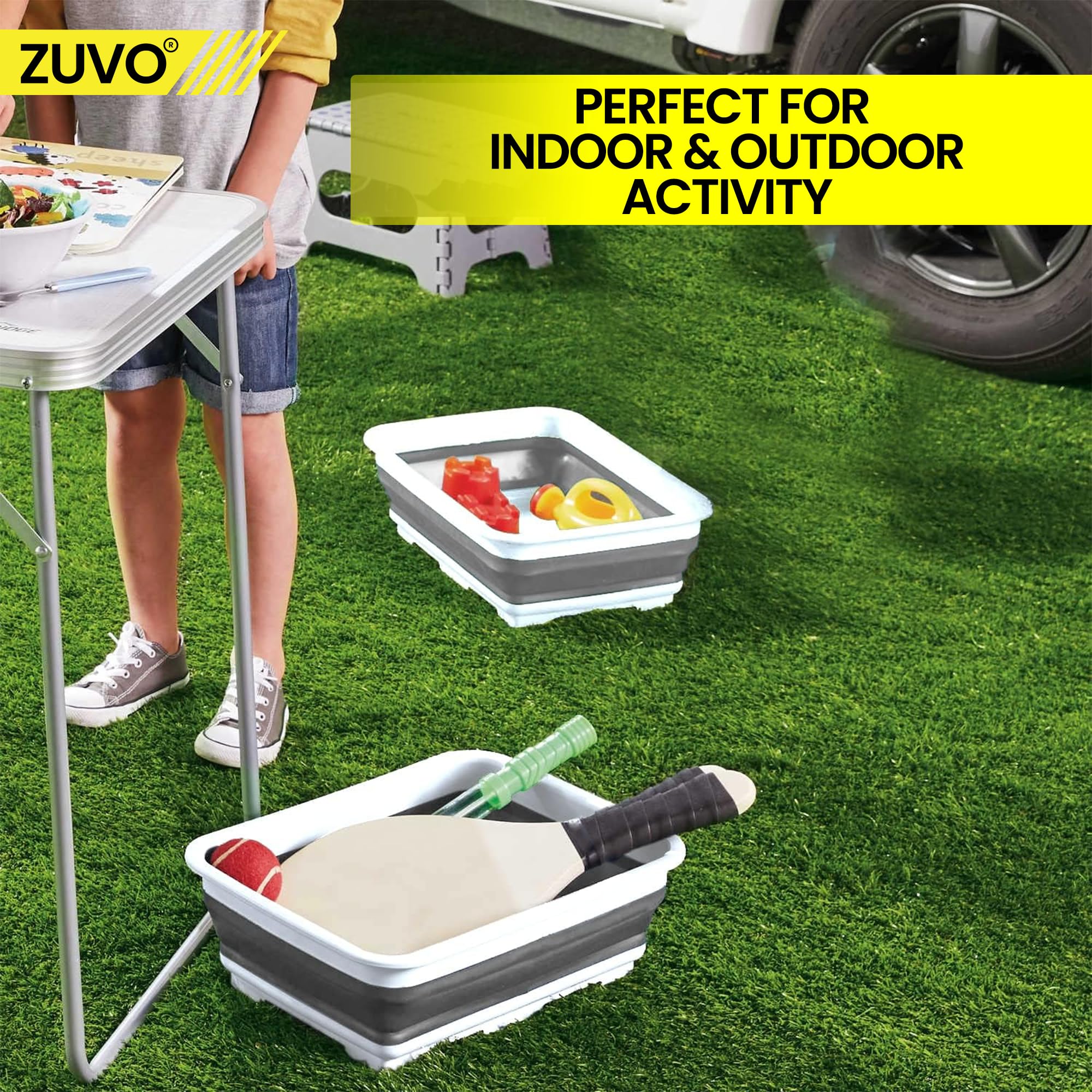 Zuvo - Collapsible Washing Up Bowl 10L Laundry Basket for Sink 8