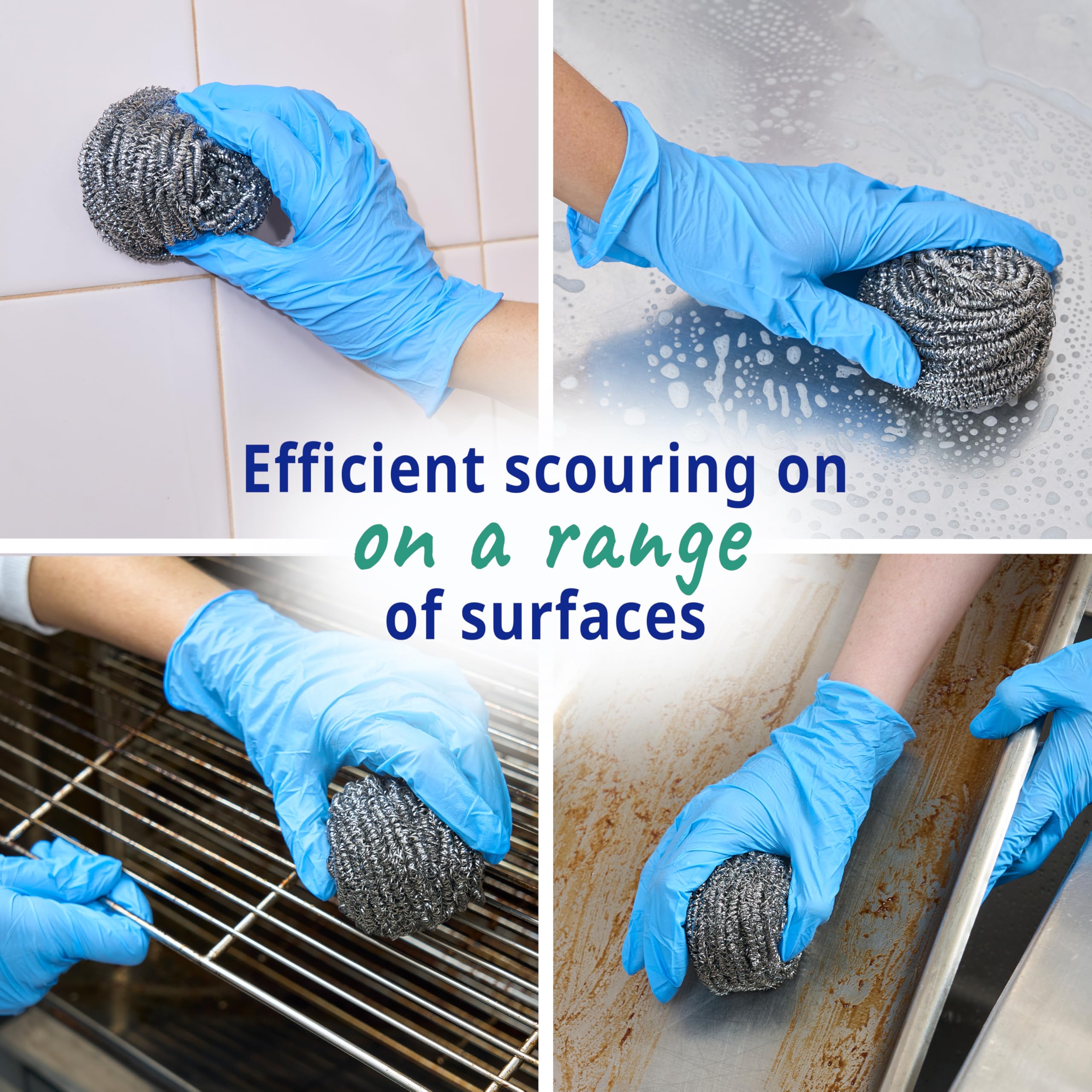 Spontex Specialist Stainless Steel Scourers - Heavy Duty Scrubbing for Grills & Trays | 6 Pack
