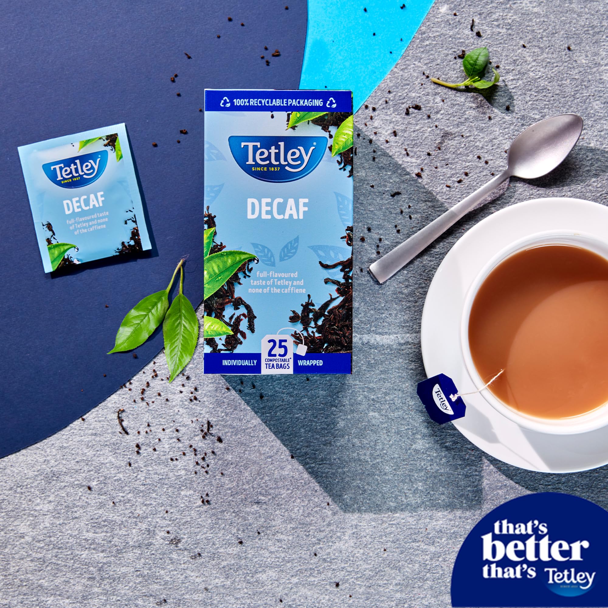 Tetley – Everyday Original Decaf Schwarzteebeutel – Sanfte koffeinfreie Mischung – Rainforest Alliance-zertifiziert – 150 umhüllte Teebeutel (6 x 25er-Packung) 8