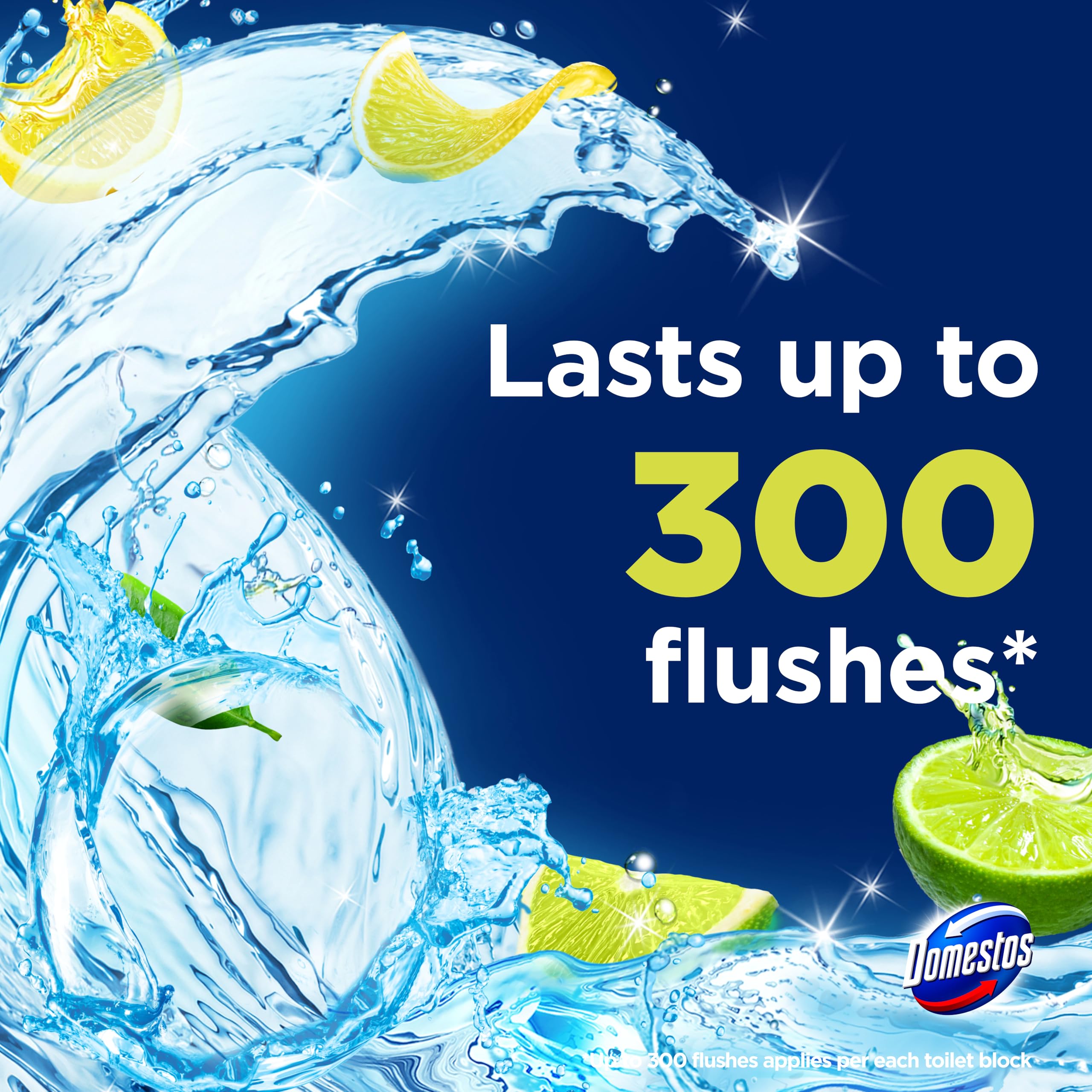 Domestos Power 5 Lime Toilet Rim Blocks - Long-Lasting Toilet Freshener for Up to 300 Flushes 5