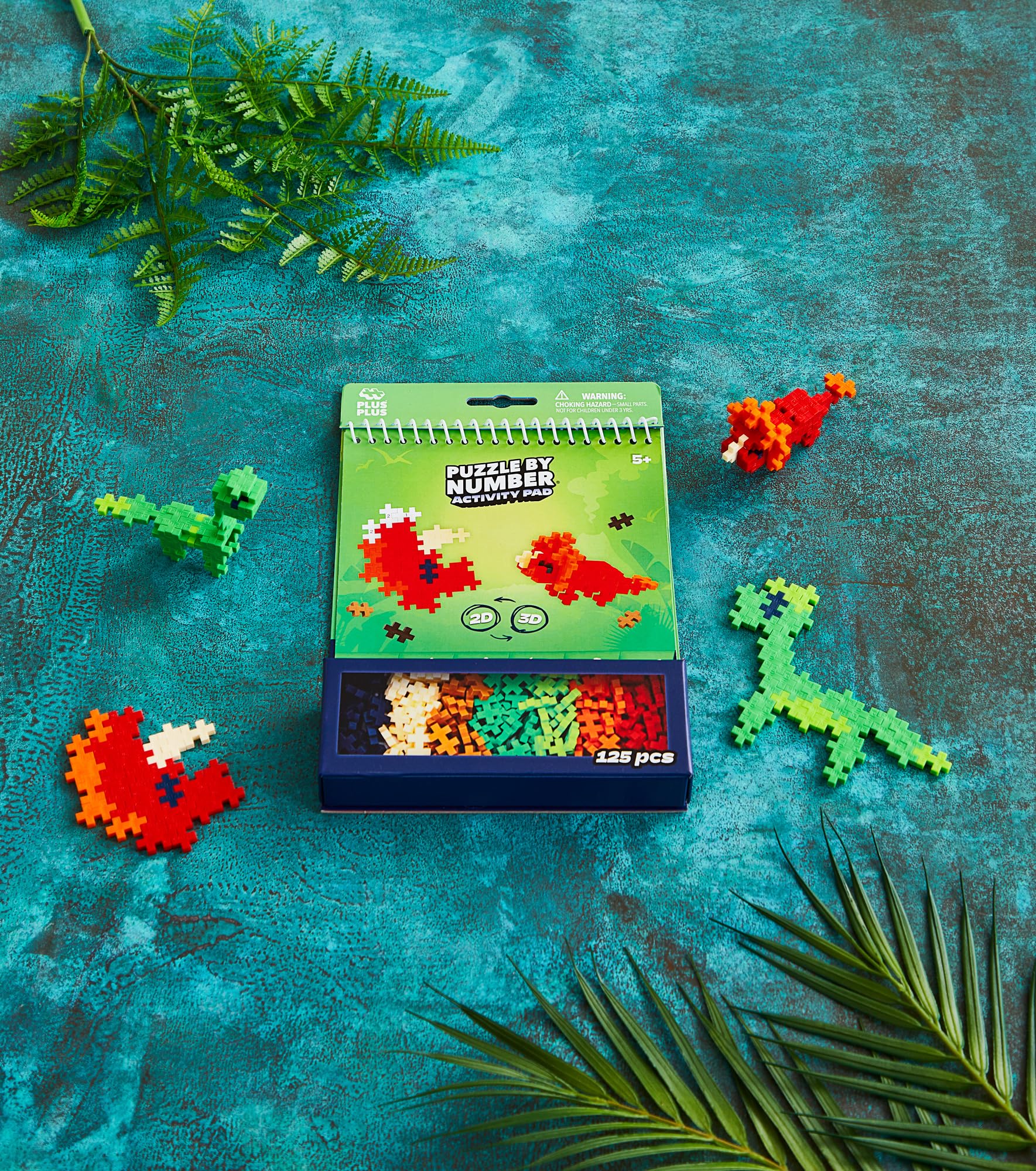 PLUS PLUS Puzzle by Number Activity Pad Dinosaur Mosaic Kit | 125 Pieces | Ages 5-12 4