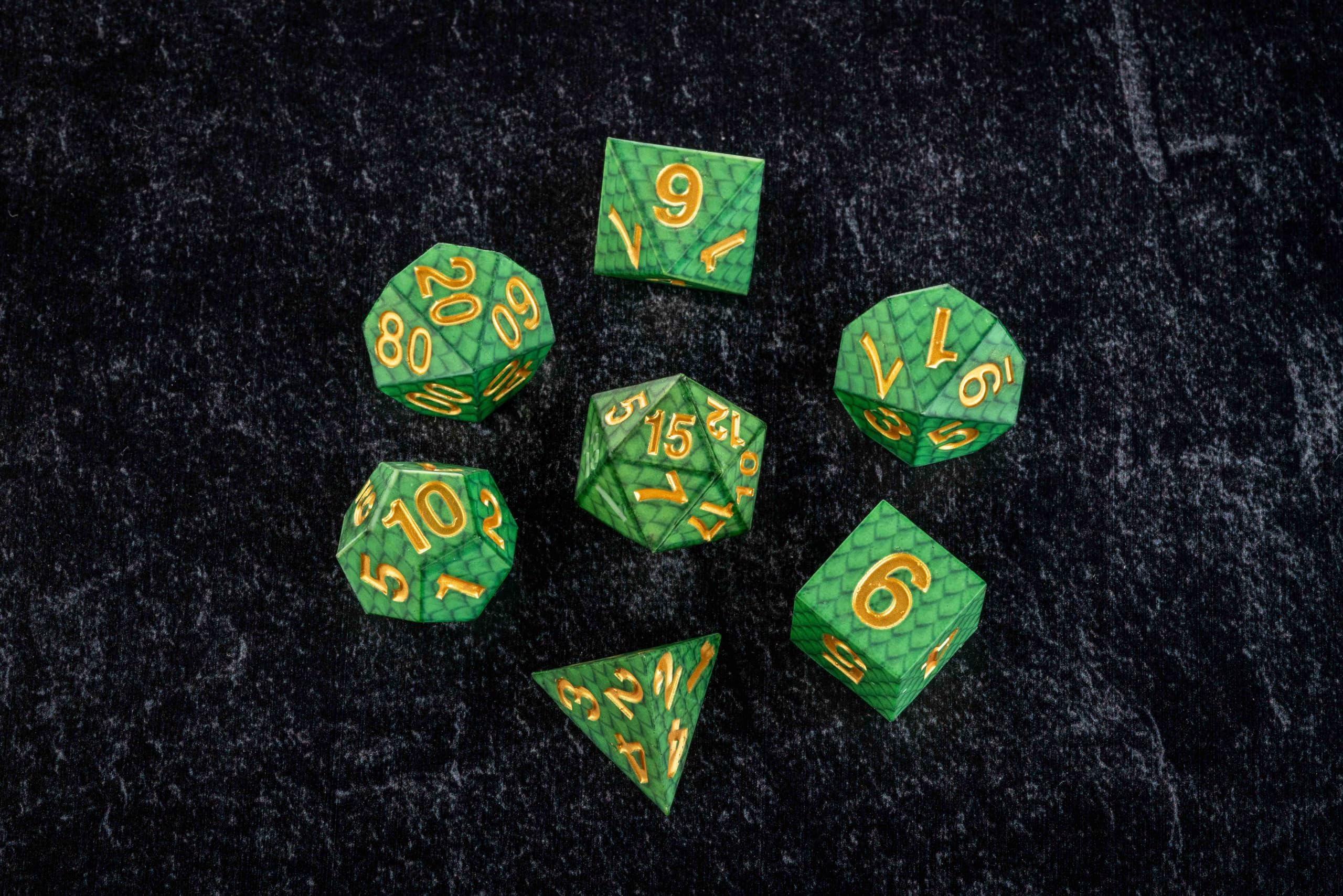 Metallic Dice Games Dragon Storm FanRoll Silicone Dice Set: Green Dragon Scales 6
