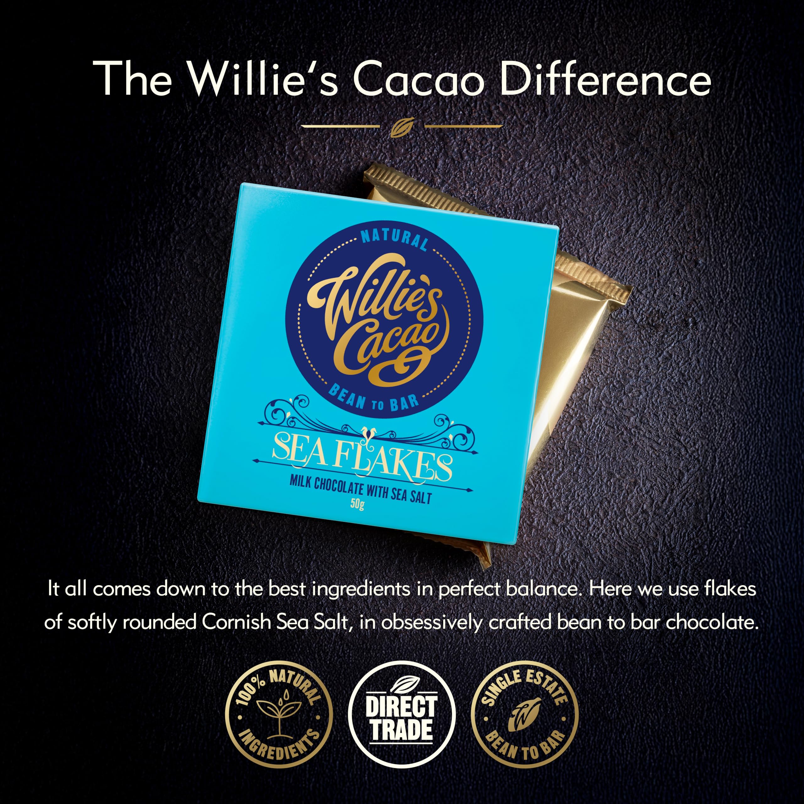 Willie's Cacao Bar - Sea Flakes, Milk Chocolate with Cornish Salt - 50g 6