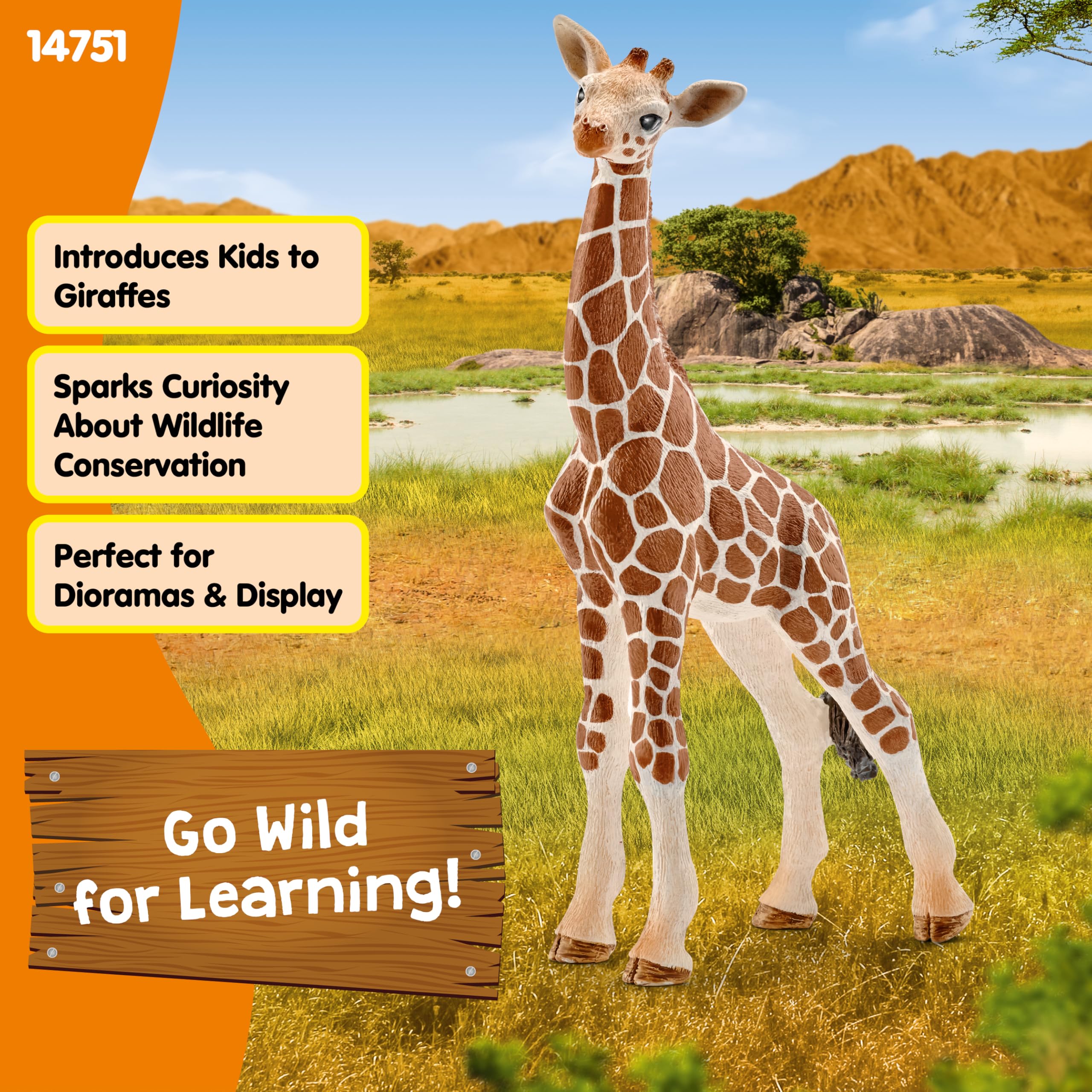 schleich Wild Life 14751 Giraffe Calf Animal Figurine - Authentic Detailed Wild Giraffe Calf Toy Education, Imagination, and Play - Highly Durable Animal Toys Gift for Boys, Girls, Kids Ages 3+ 7