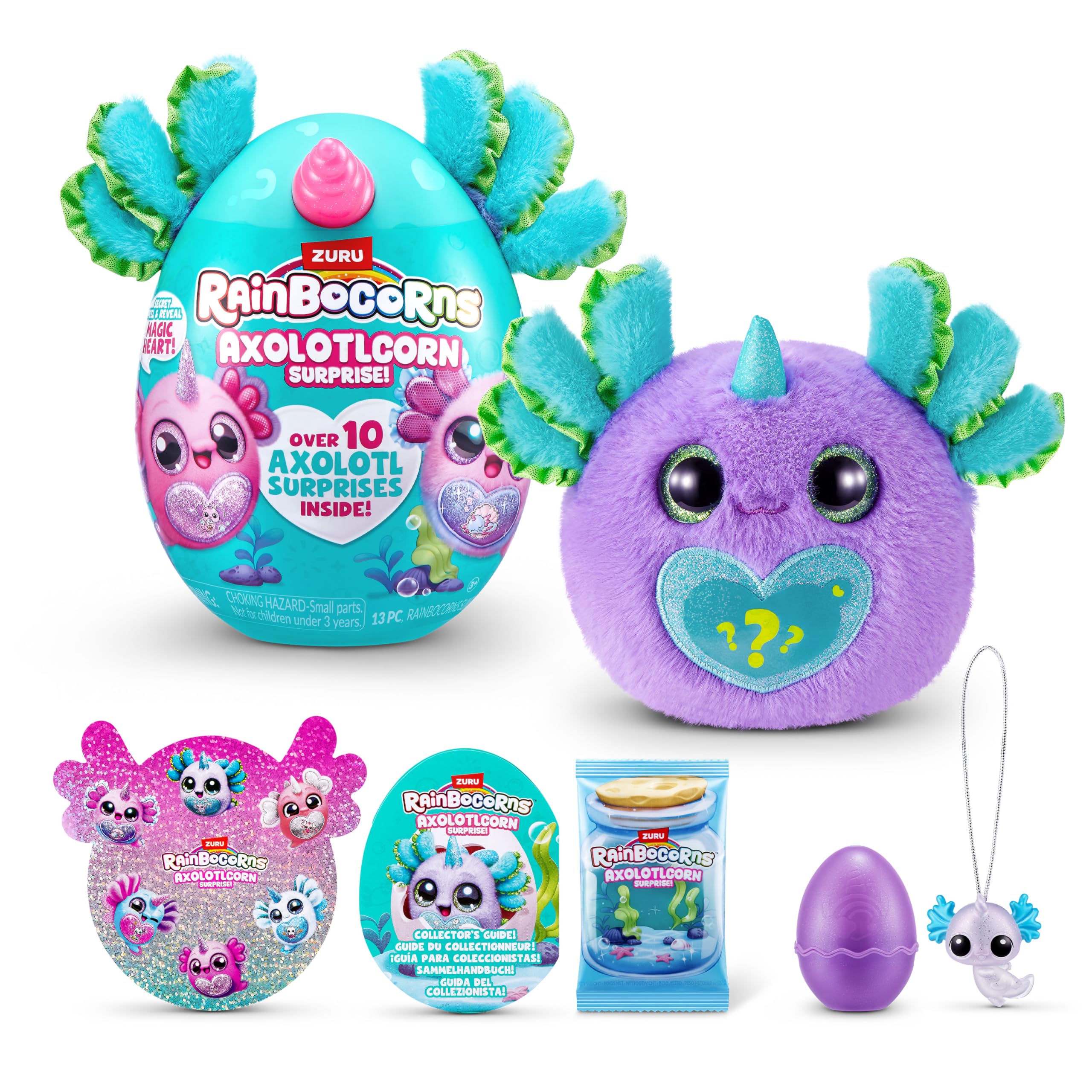 Rainbocorns Axolotlcorn Surprise Lulu Purple Plush Toy | 7.64 in | Ages 3+