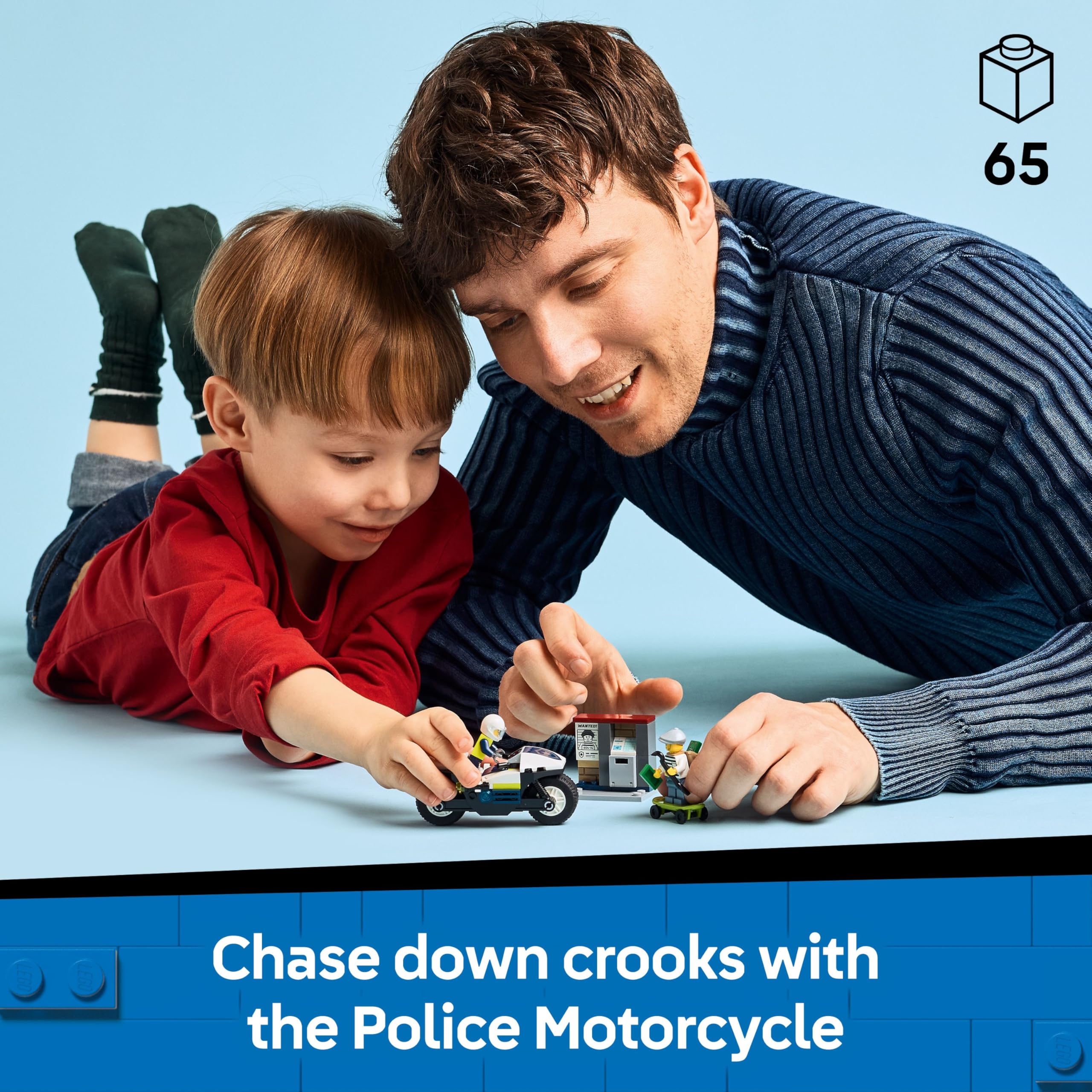 LEGO City Police Motorcycle Chase Set - Building Toy with Motorbike, 2 Minifigures, 65 Pieces for Ages 4+ 7