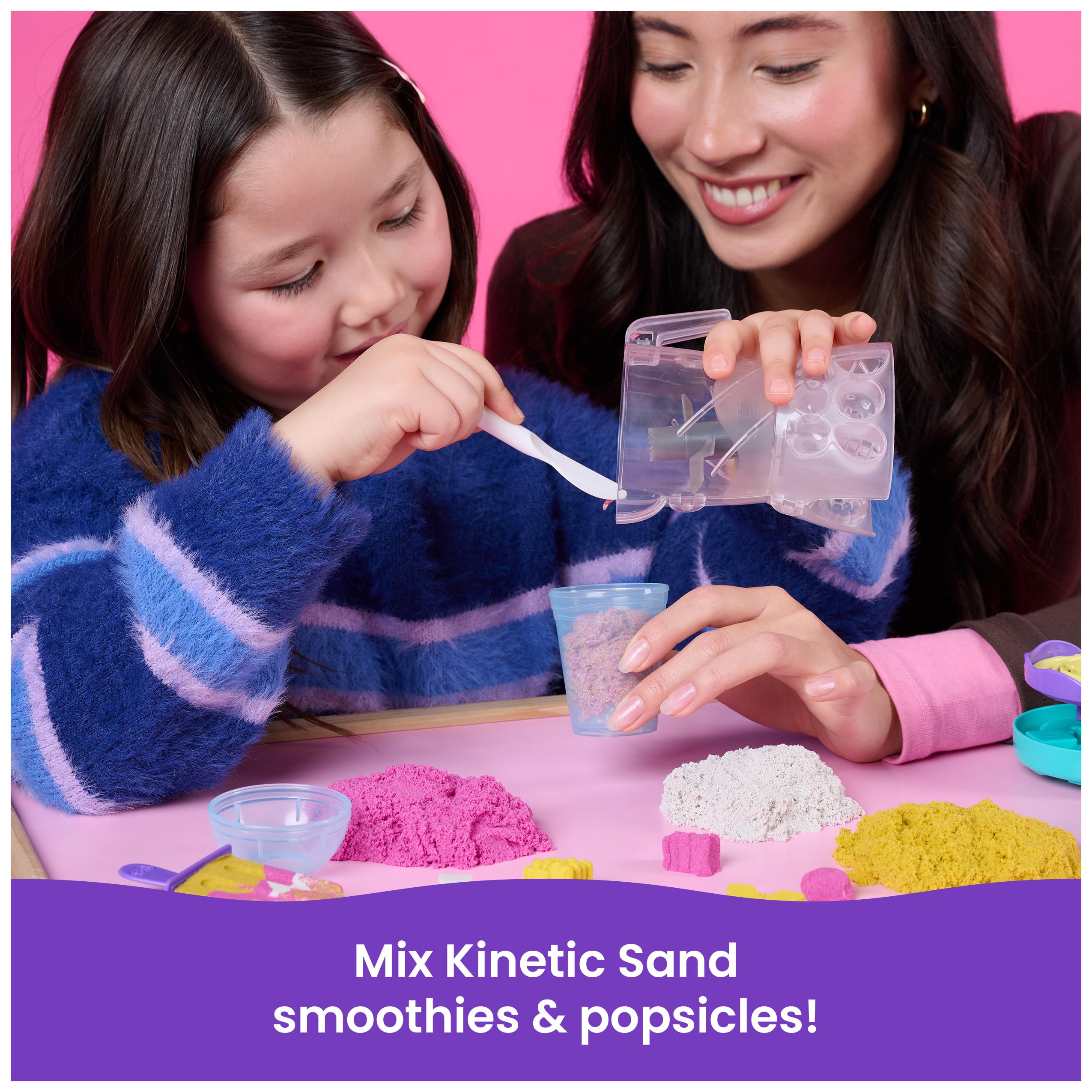 Kinetic Sand Smoothie Mixer Playset with 14 oz Play Sand, Tools, and Popsicle Mould | Ages 5-14