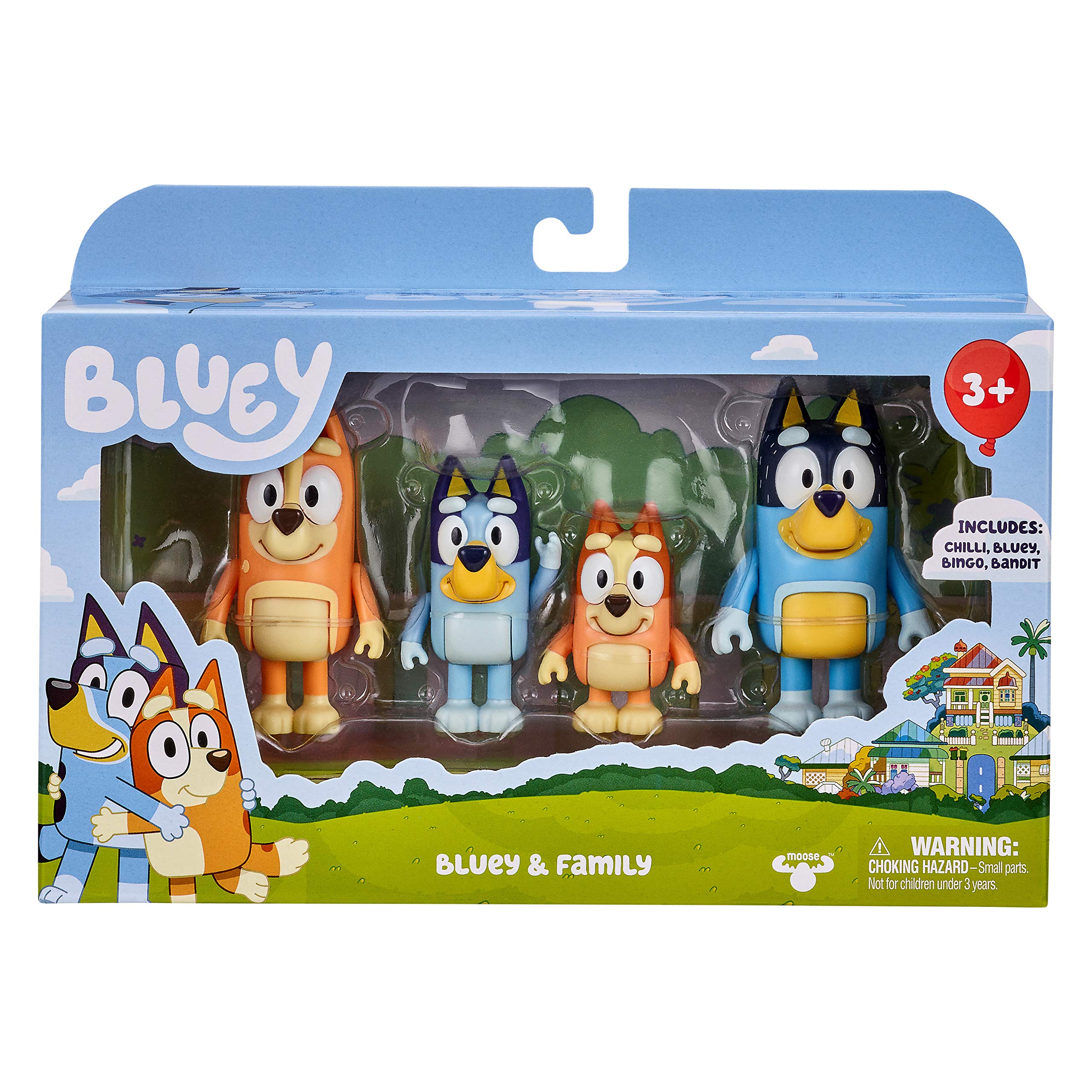 Bluey & Family: Bingo, Bandit and Chilli 4 Figure Pack - Articulated Action Figures for Kids 3+