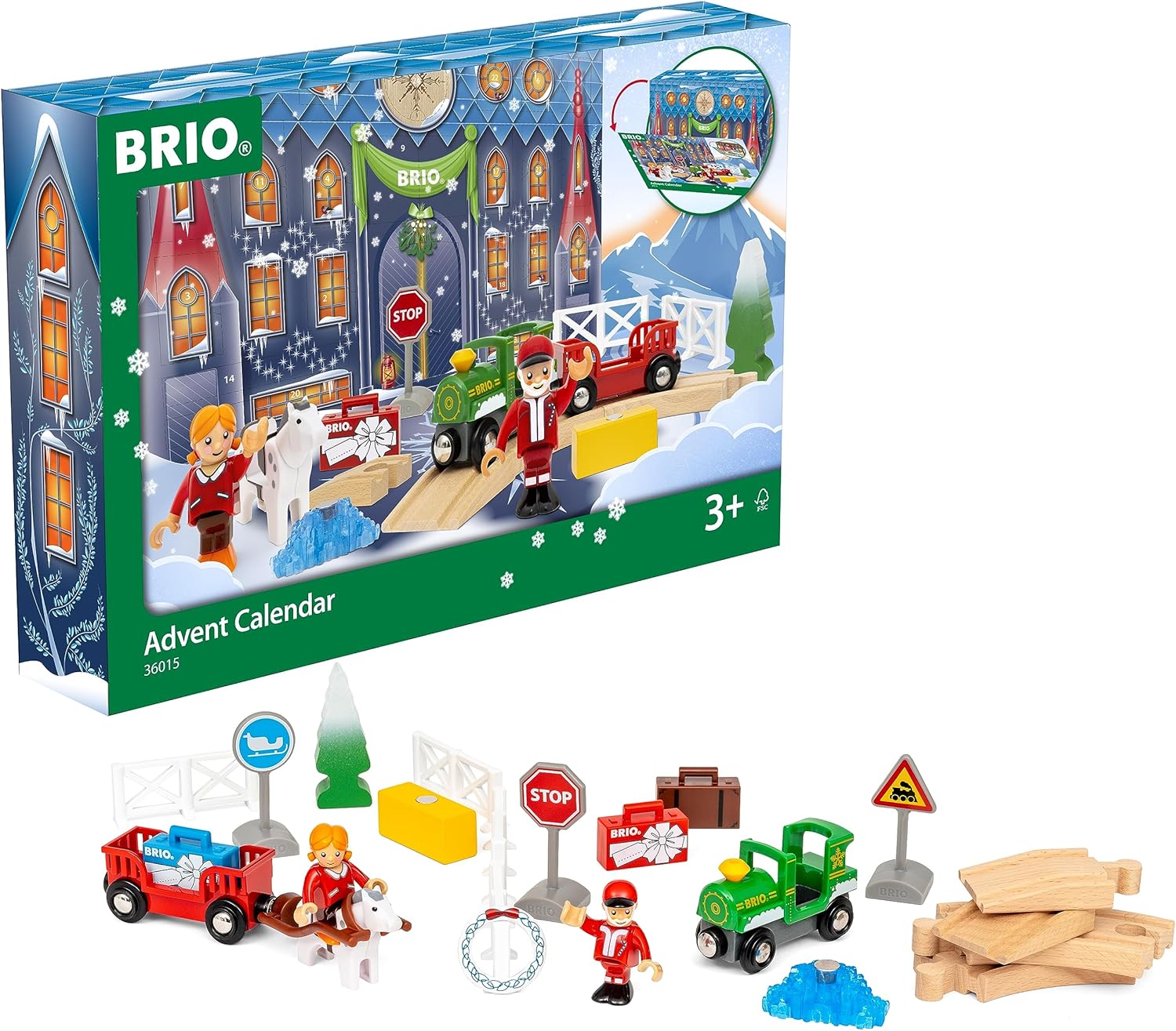 BRIO World 2023 Christmas Advent Calendar - Wooden Train Playset for Kids 3+