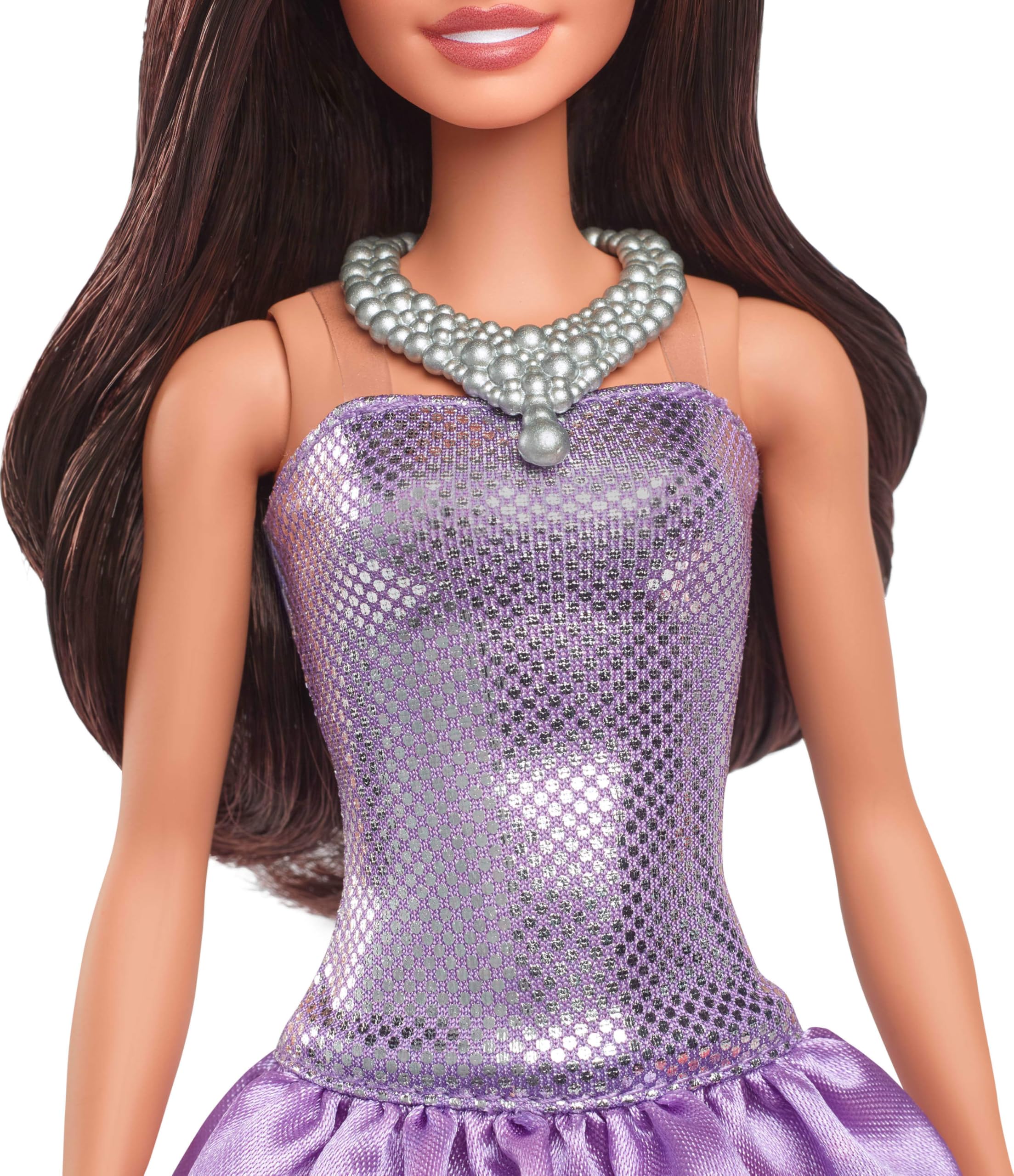 Barbie Fashionistas Doll #234 - Purple Sequined Bubble Dress with Brown Wavy Hair, HYT92 6