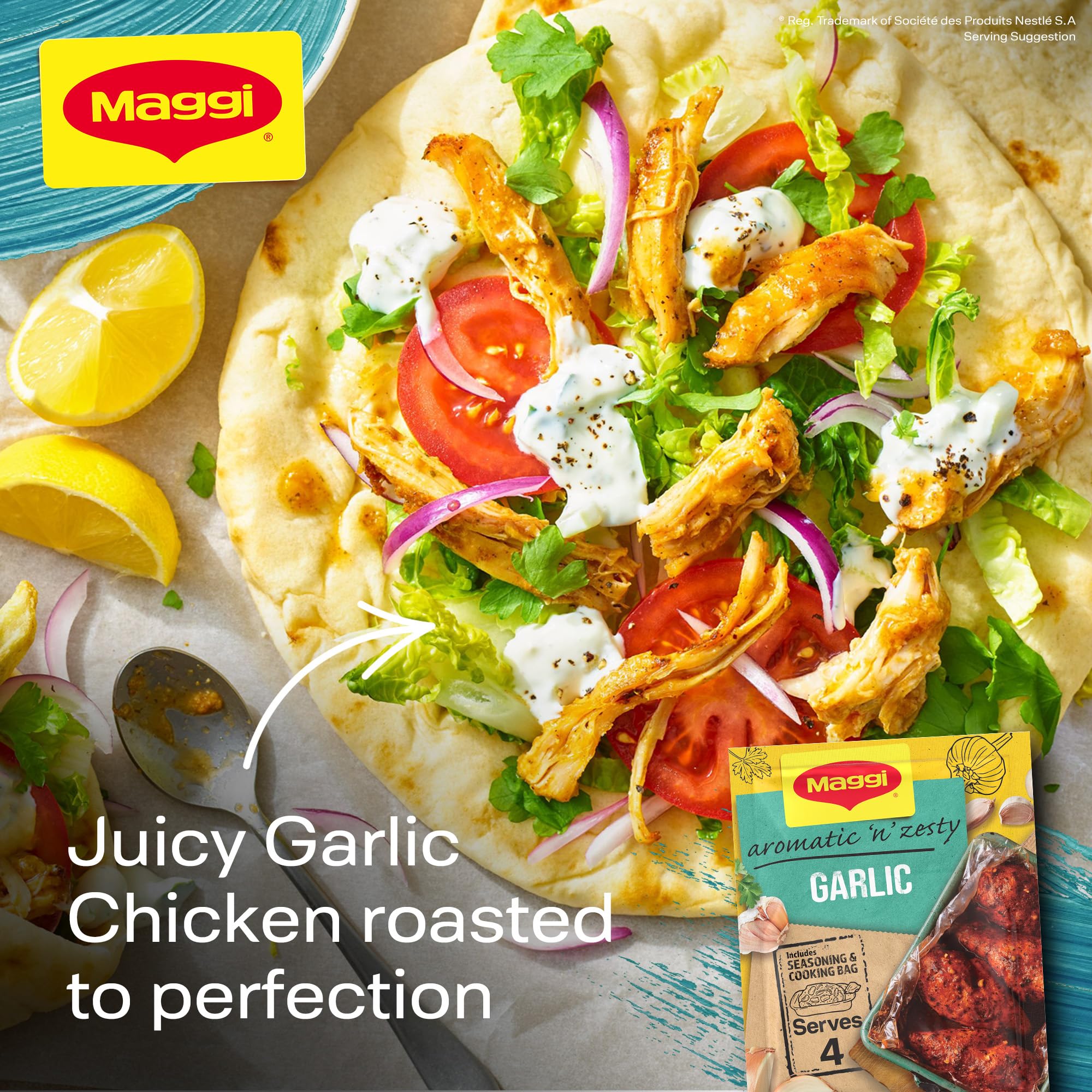 MAGGI So Juicy Garlic Chicken Recipe Mix - Aromatic Garlic & Herb Seasoning for Juicy Chicken | 30g Sachet