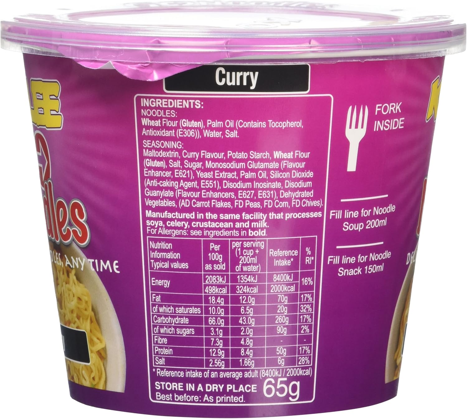 Ko-lee Go Cup Noodles Curry Flavour 65g (Pack of 12) 7