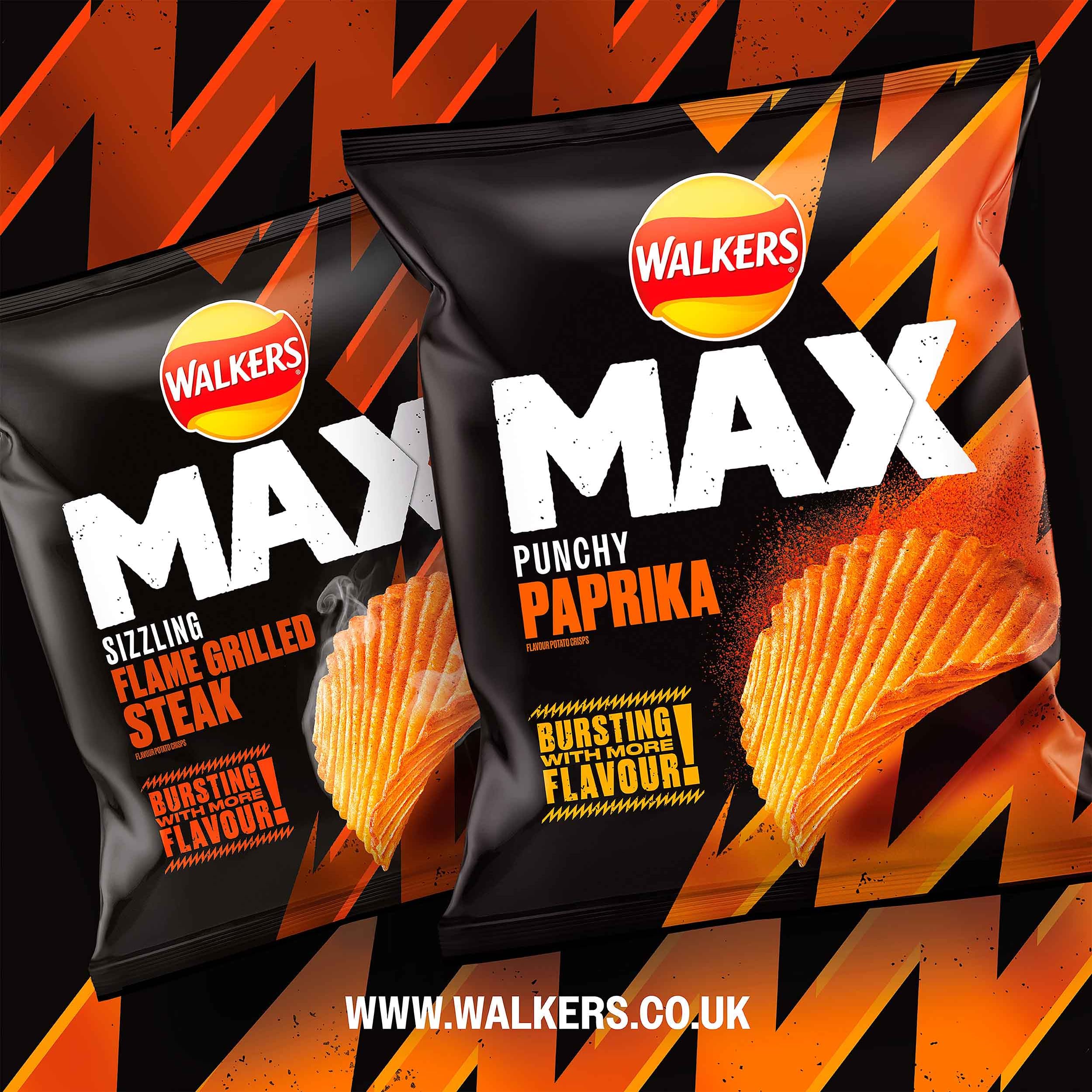 Walkers Max Sizzling Flame Grilled Steak Crisps 50g (Pack of 24) 6